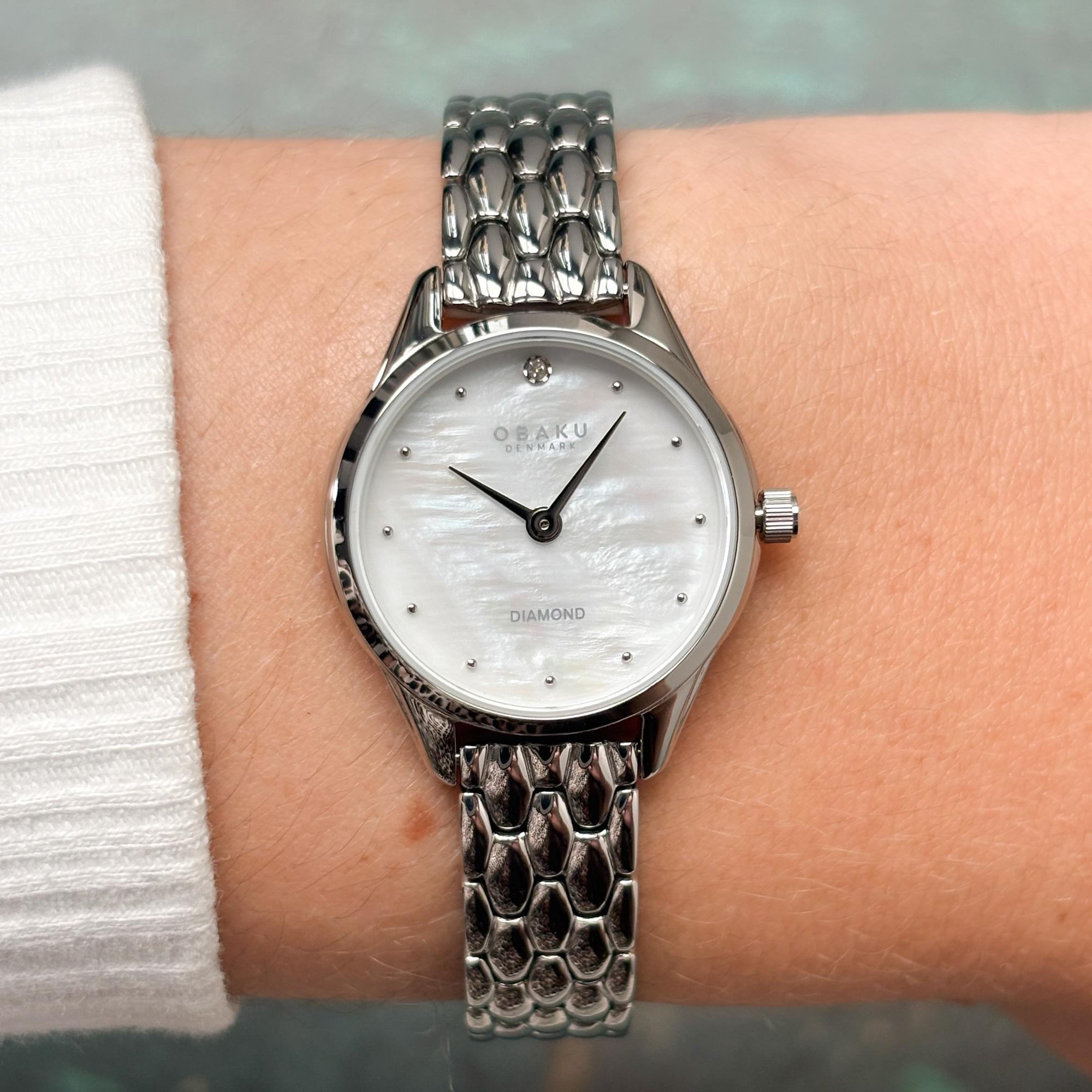 Obaku Denmark V297SXCWSC zegarek srebrny fashion-modowy Damskie bransoleta