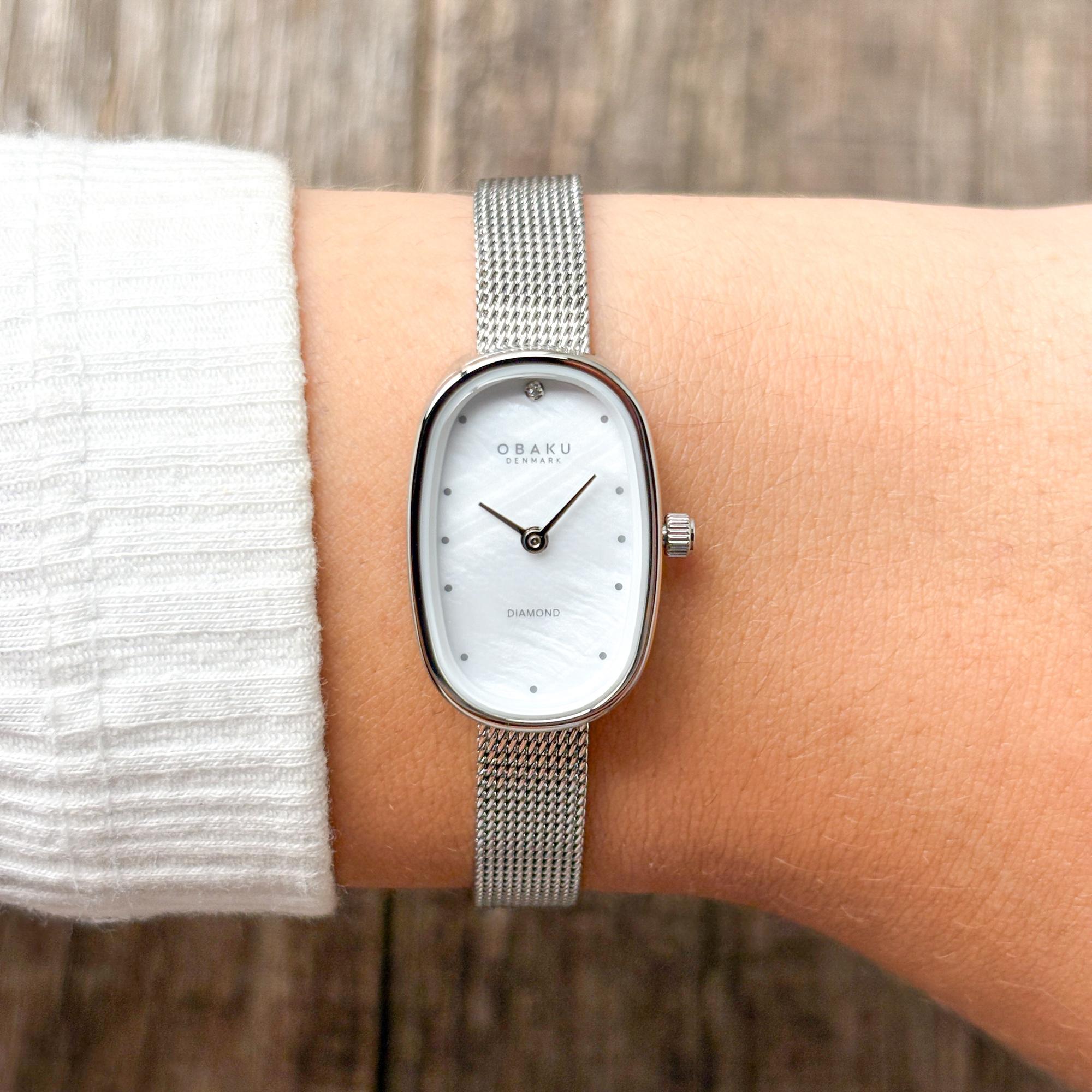 Obaku Denmark V321LXCWMC Damskie Flamme - Diamond Pearl Steel zegarek damski klasyczny mineralne