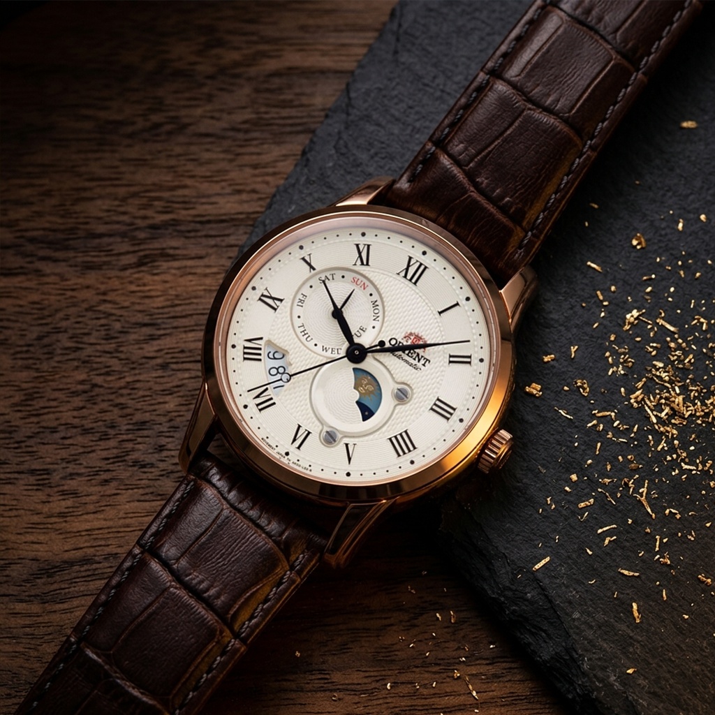 Orient RA-AK0007S30B zegarek różowe złoto klasyczny Classic pasek - miniatura 5