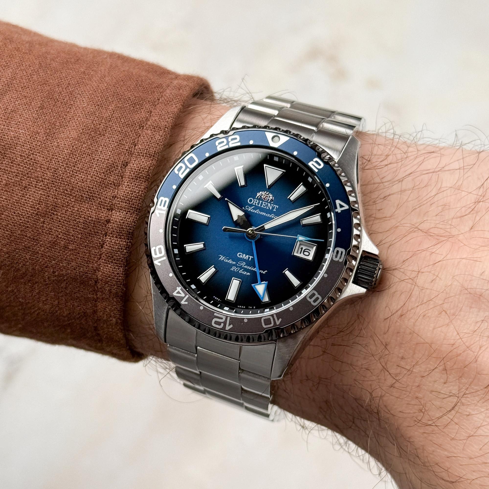 Orient RA-BC0005L30B Męskie Mako GMT zegarek męski klasyczny szafirowe - miniatura 8