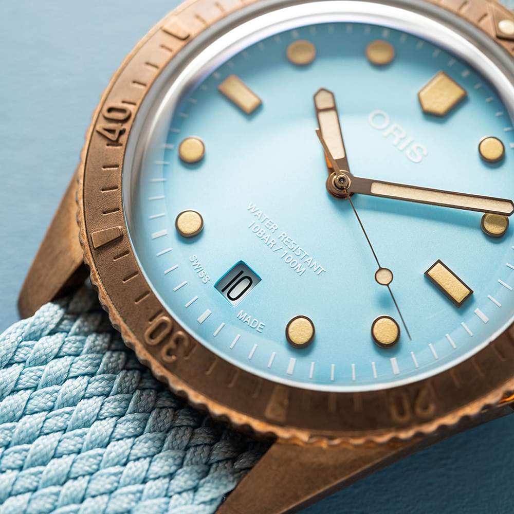Oris 01 733 7771 3155-07 3 19 02BRS zegarek brązowy klasyczny Divers pasek - miniatura 5