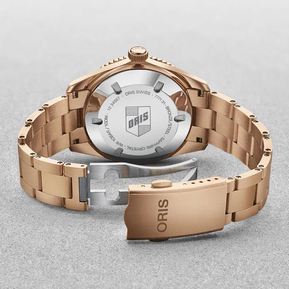 Oris 01 733 7771 3157-07 8 19 15 zegarek brązowy klasyczny Divers bransoleta - miniatura 4