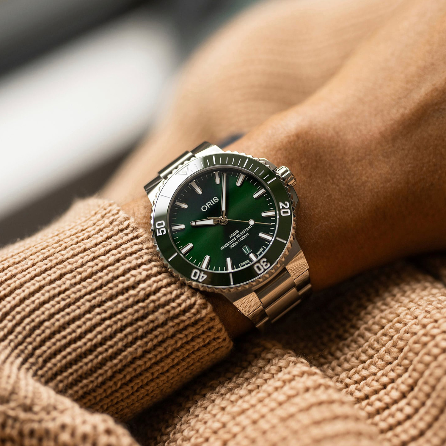 Oris 01 733 7787 4157-07 8 22 04PEB zegarek srebrny klasyczny Aquis bransoleta - miniatura 9