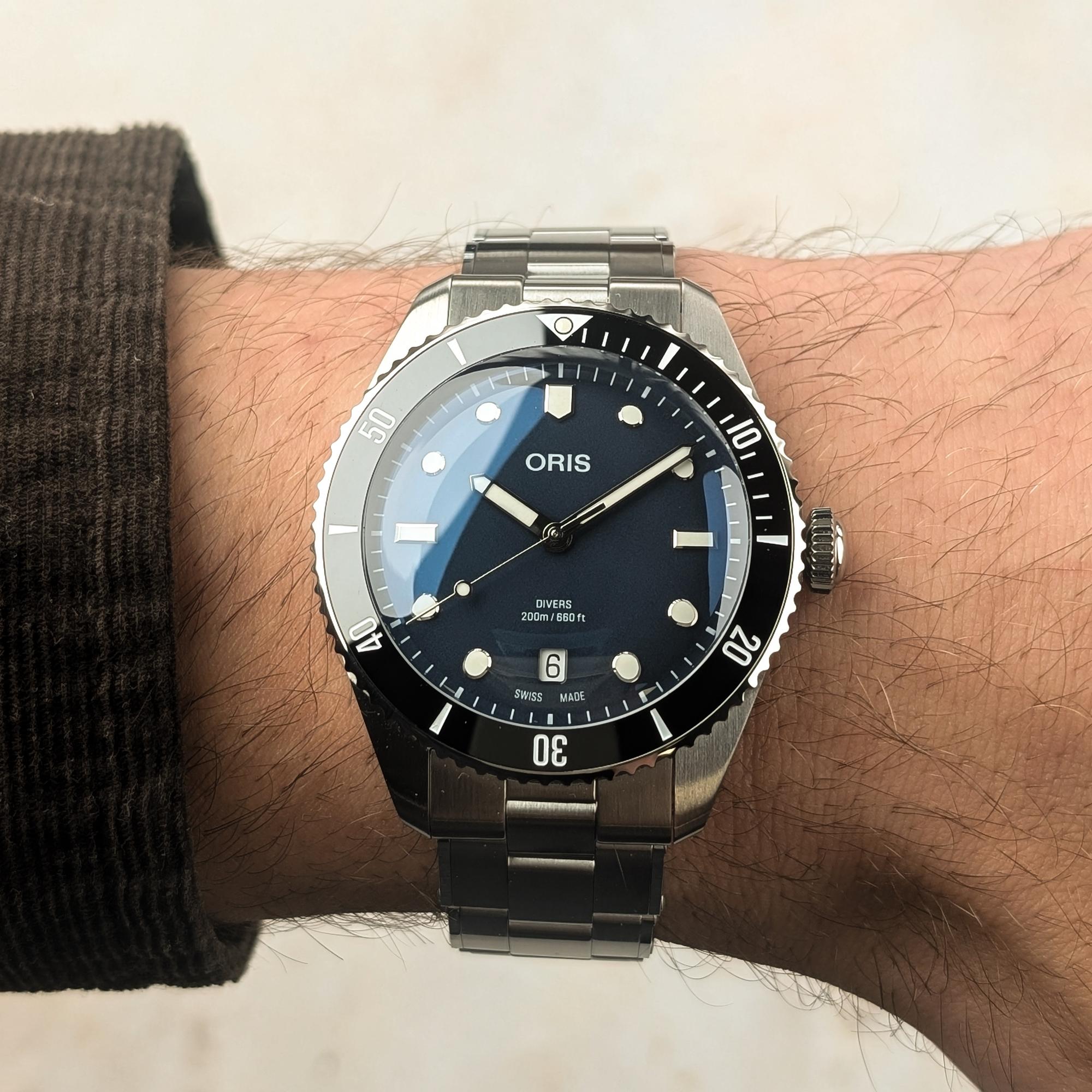Oris 01 733 7795 4055-SET Divers Divers Date zegarek męski typudiver szafirowe - miniatura 12