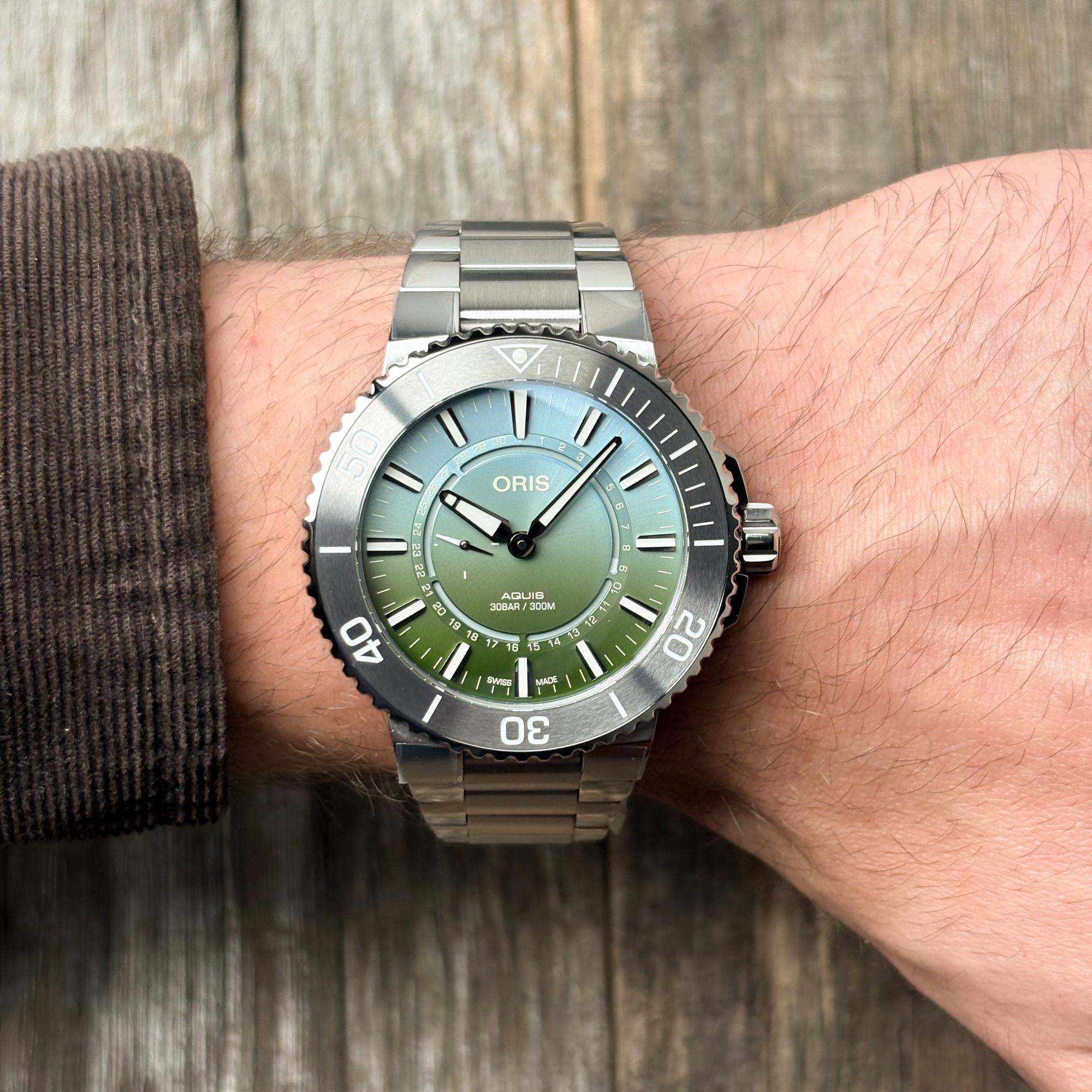 Oris 01 743 7734 4197-Set Aquis DAT WATT LIMITED EDITION II zegarek męski szafirowe - miniatura 12
