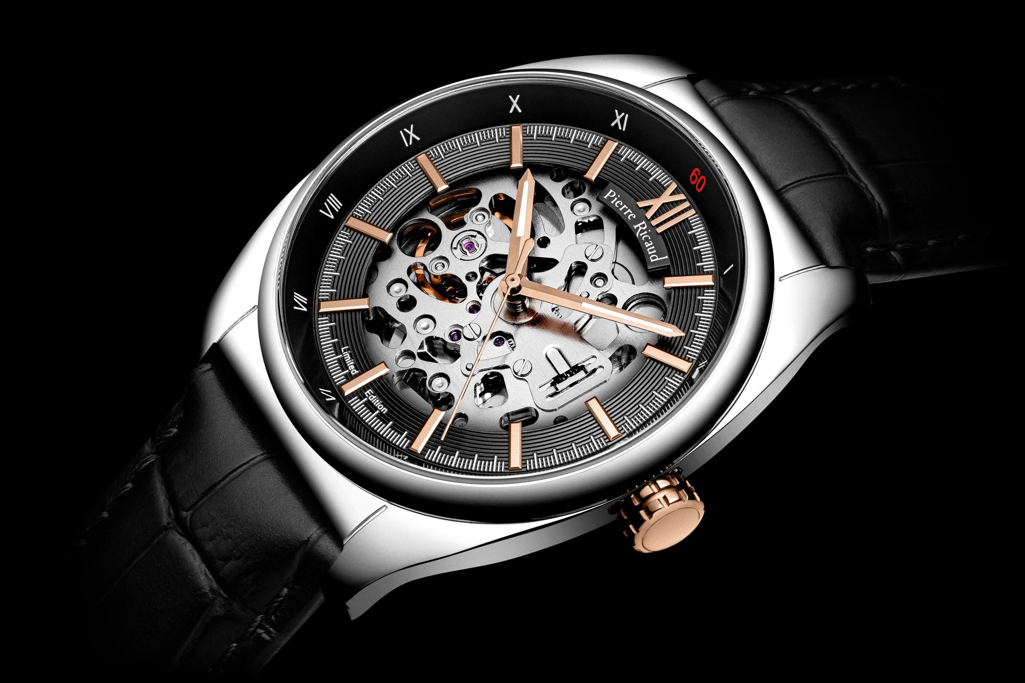 Pierre Ricaud P2003R2R6AS zegarek srebrny klasyczny Automatic pasek