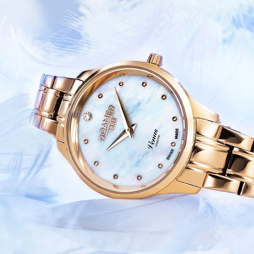 Roamer 601857 48 89 20 zegarek złoty klasyczny Venus Diamond bransoleta - miniatura 5