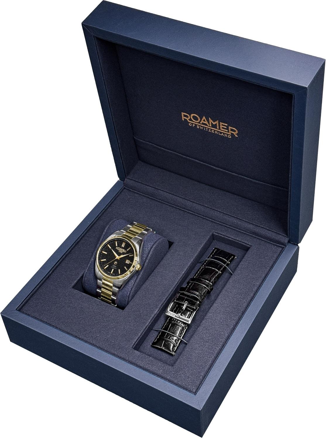 Roamer 970983 47 85 20 zegarek złoty klasyczny Roamer bransoleta