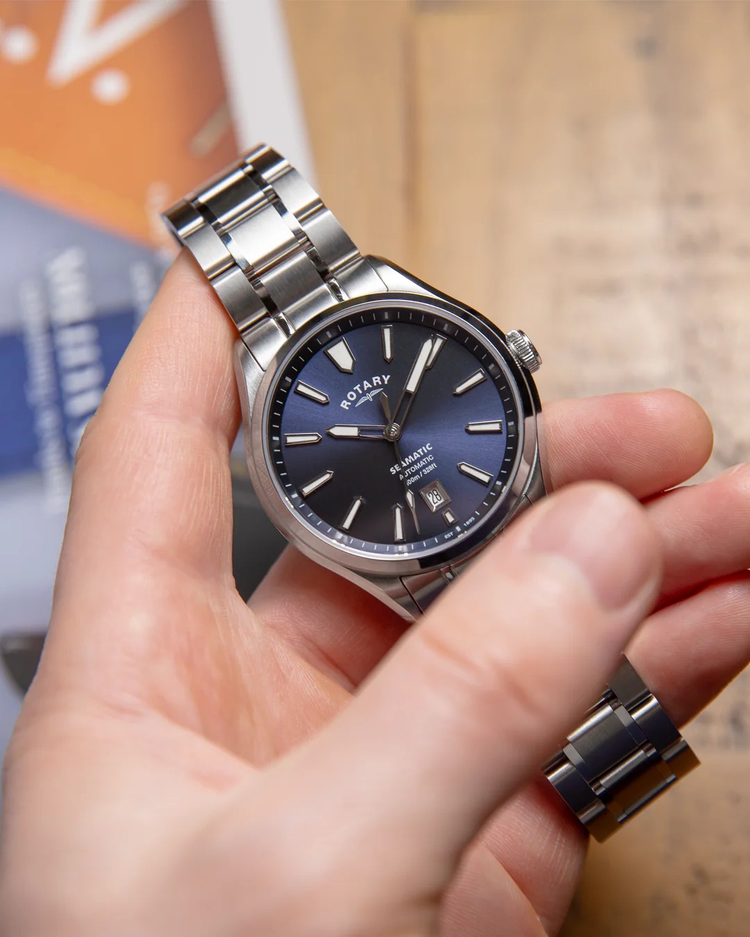 Rotary RGB10033-05 zegarek srebrny klasyczny Seamatic bransoleta - miniatura 5