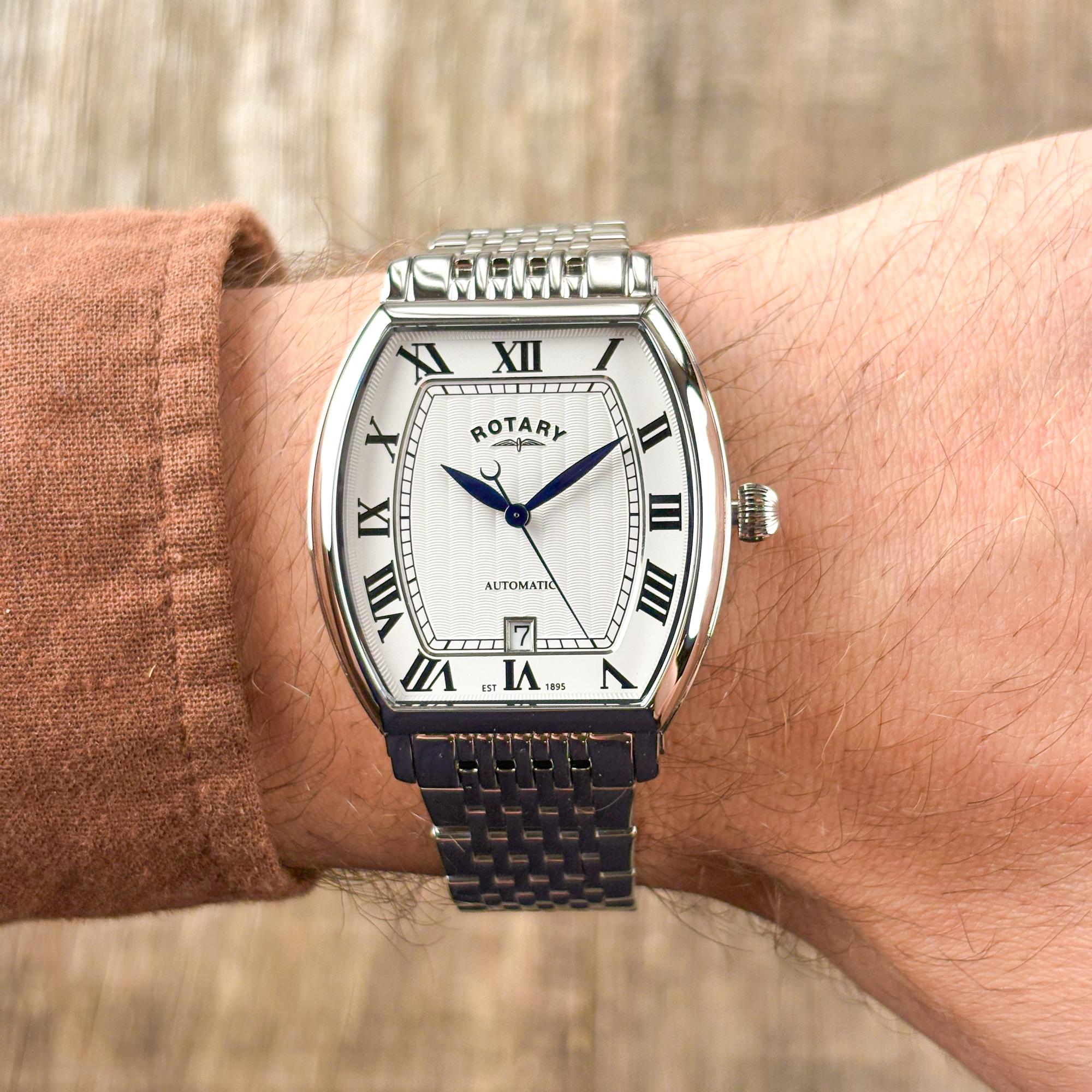Rotary RGB10047-01 1895 1895 Tonneau Automatic zegarek męski klasyczny szafirowe - miniatura 7