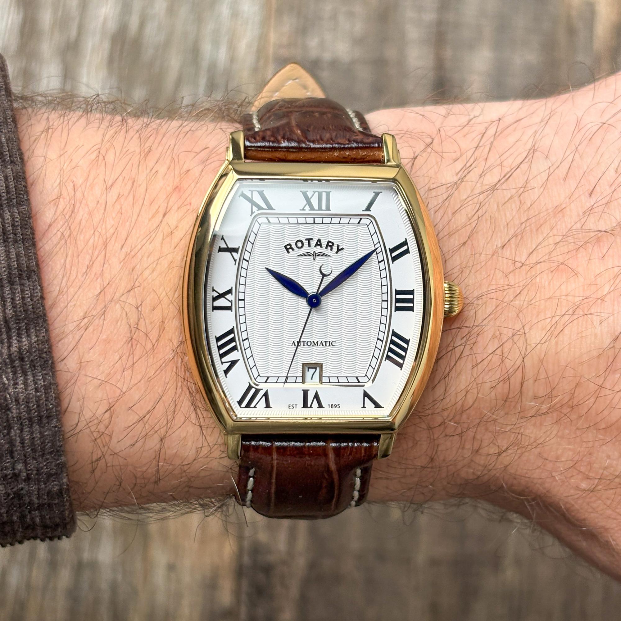 Rotary RGS10060-01 1895 Tonneau Automatic 1895 klasyczny zegarek złoty - miniatura 8