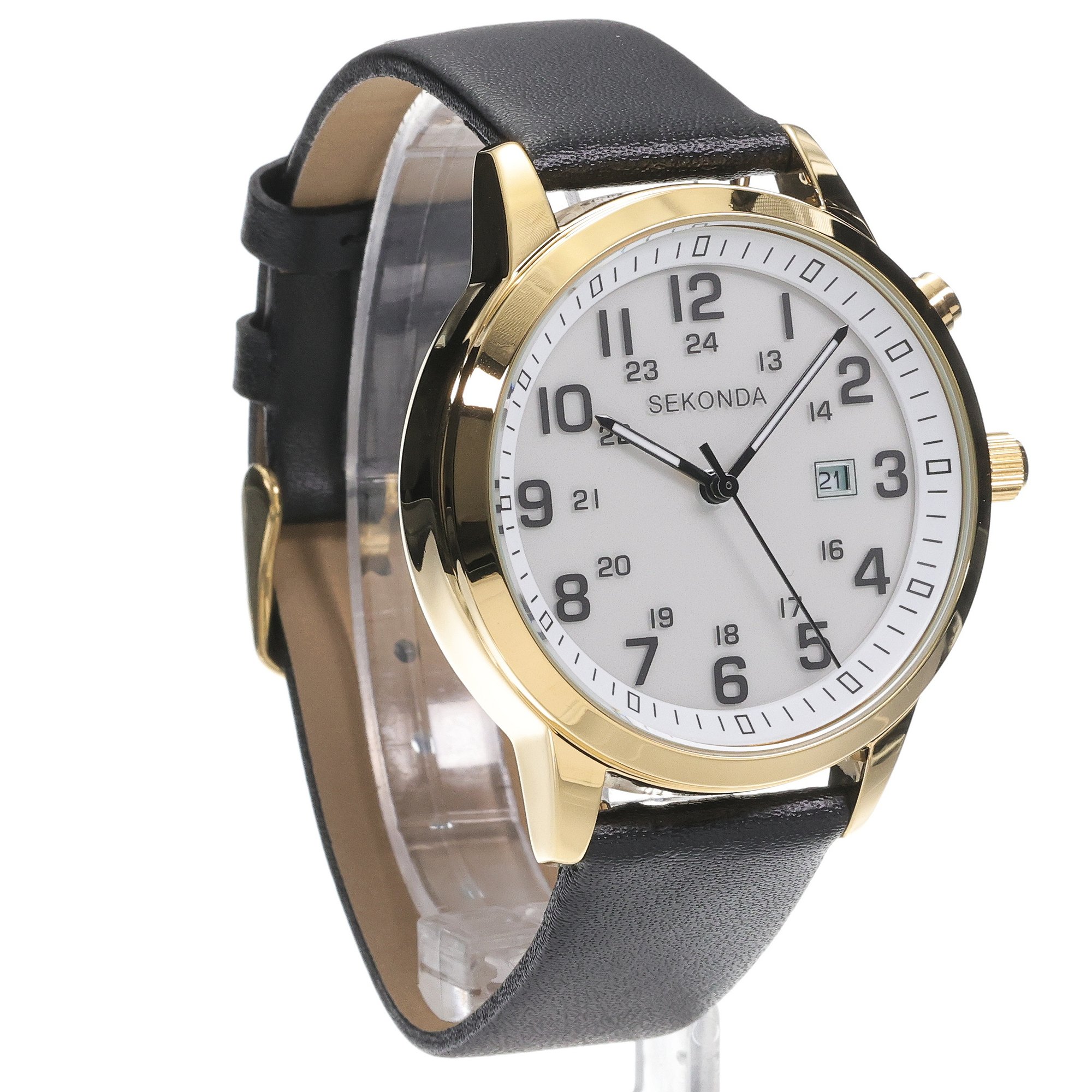 Sekonda 30127 zegarek złoty klasyczny Classic pasek