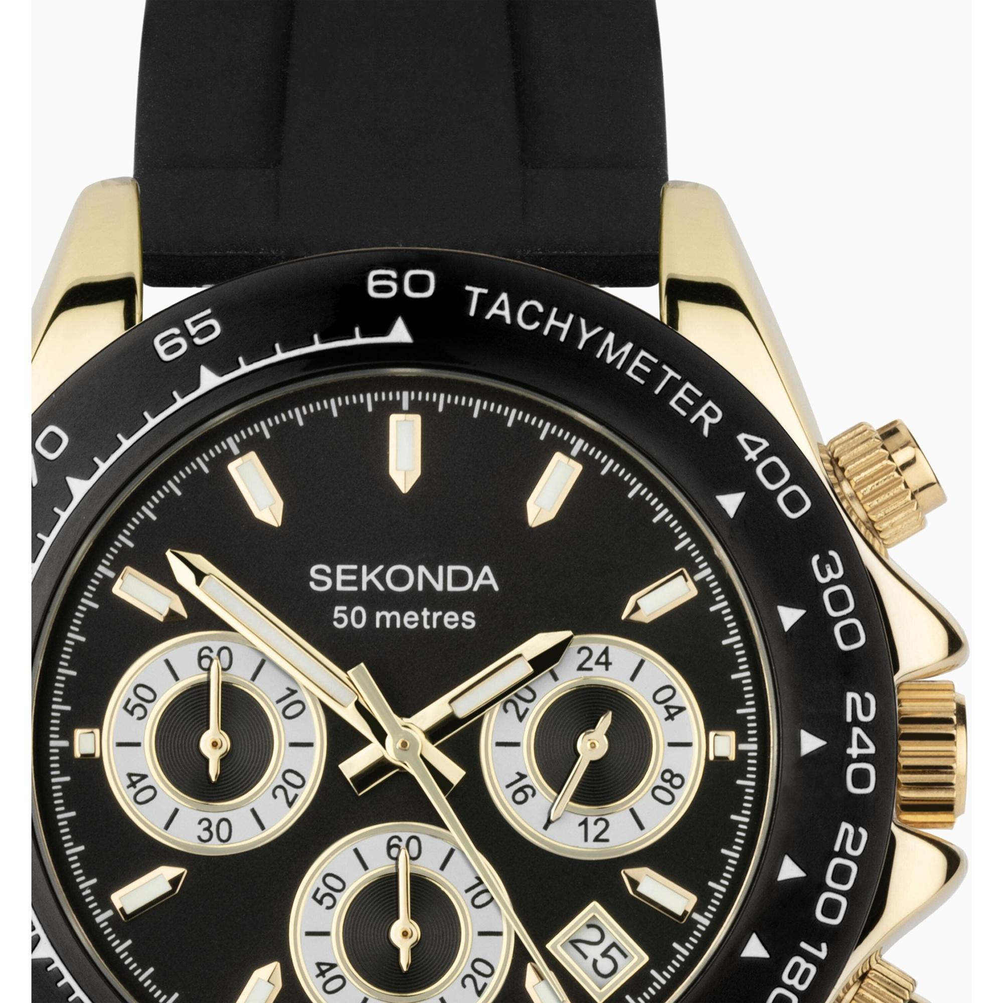 Sekonda 30202 Chronograph sportowy zegarek złoty