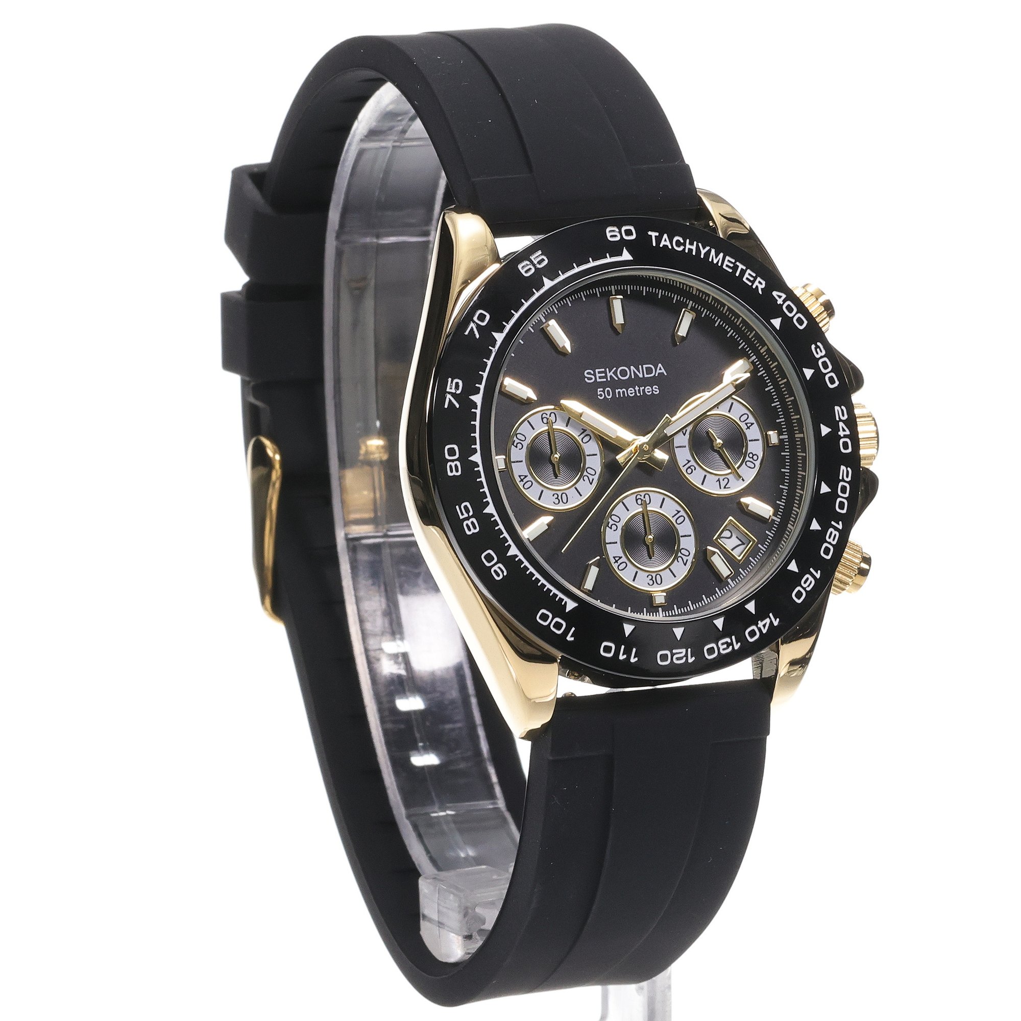 Sekonda 30202 zegarek złoty sportowy Chronograph pasek