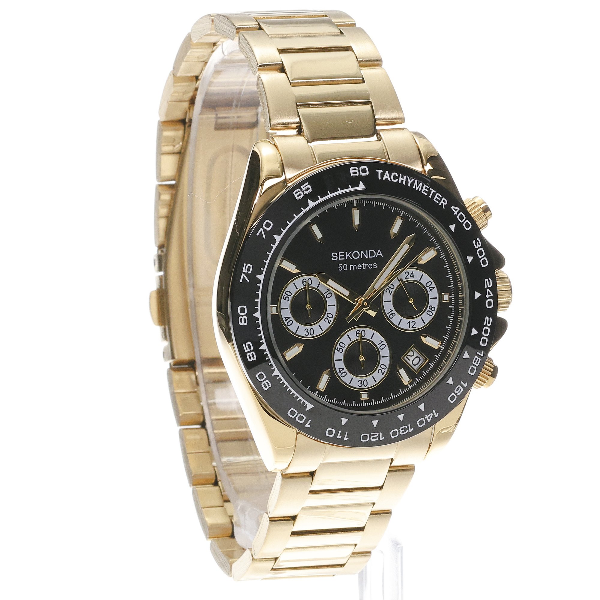 Sekonda 30203 Chronograph sportowy zegarek złoty