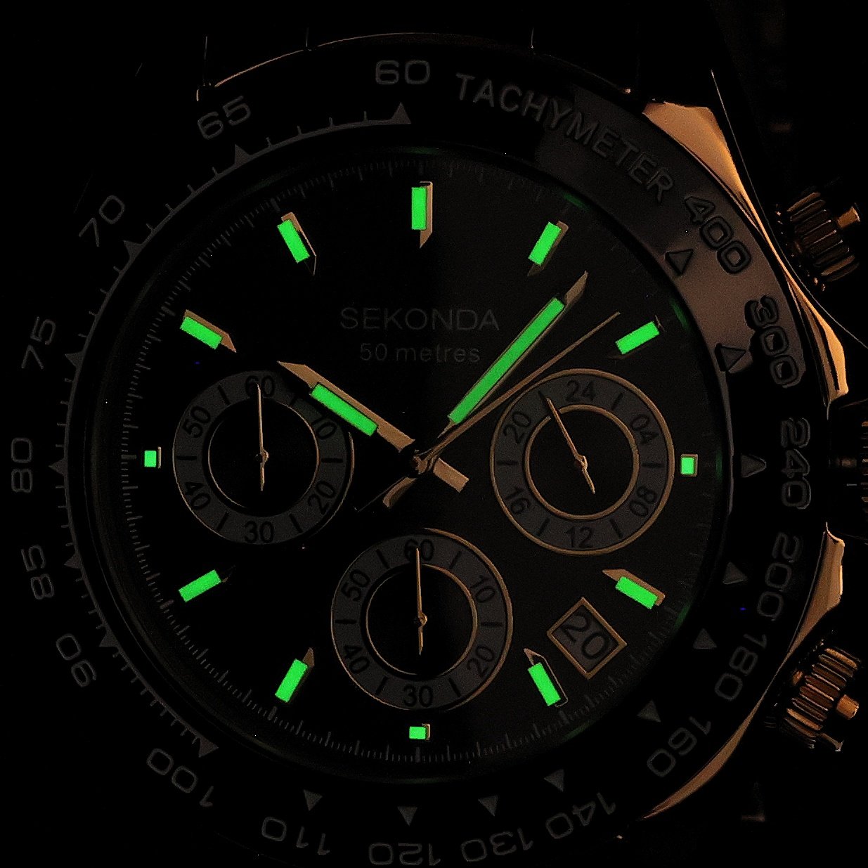 Sekonda 30203 zegarek męski Chronograph złoty