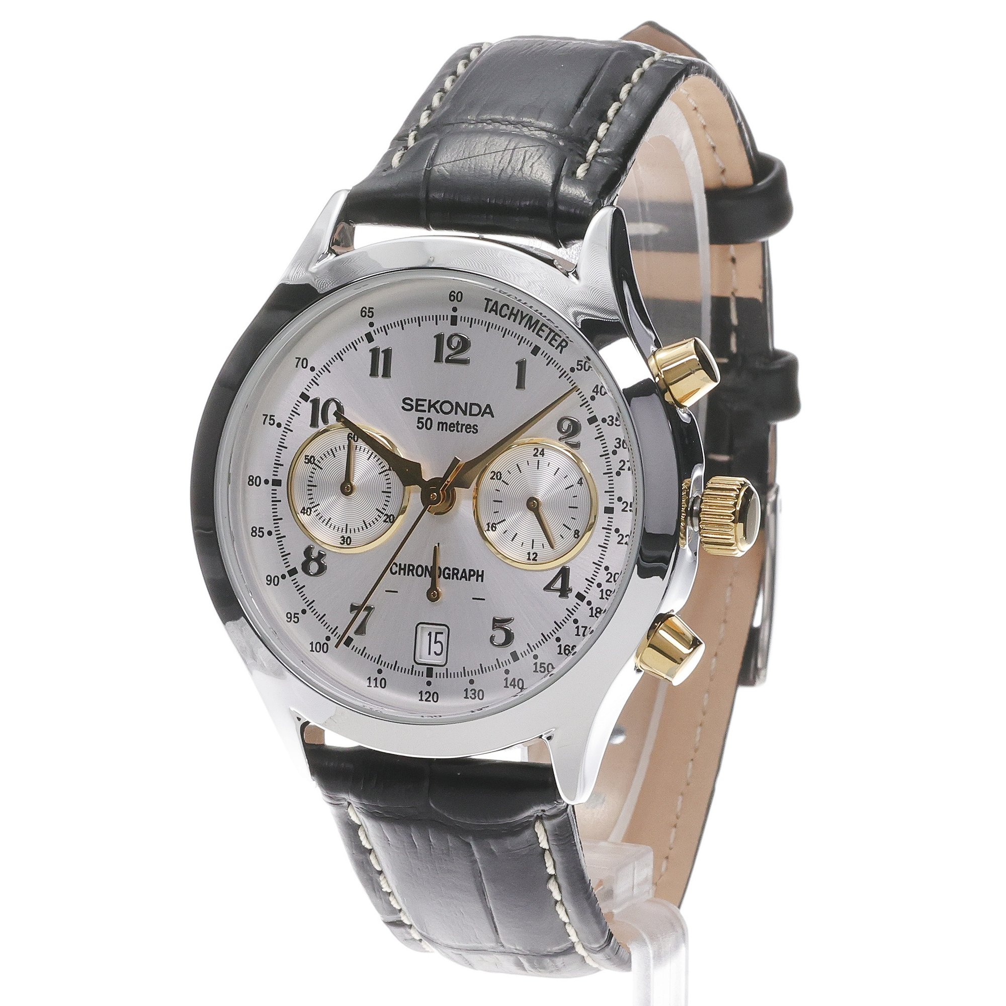 Sekonda 30235 Heritage Chronograph Heritage klasyczny zegarek srebrny - miniatura 2