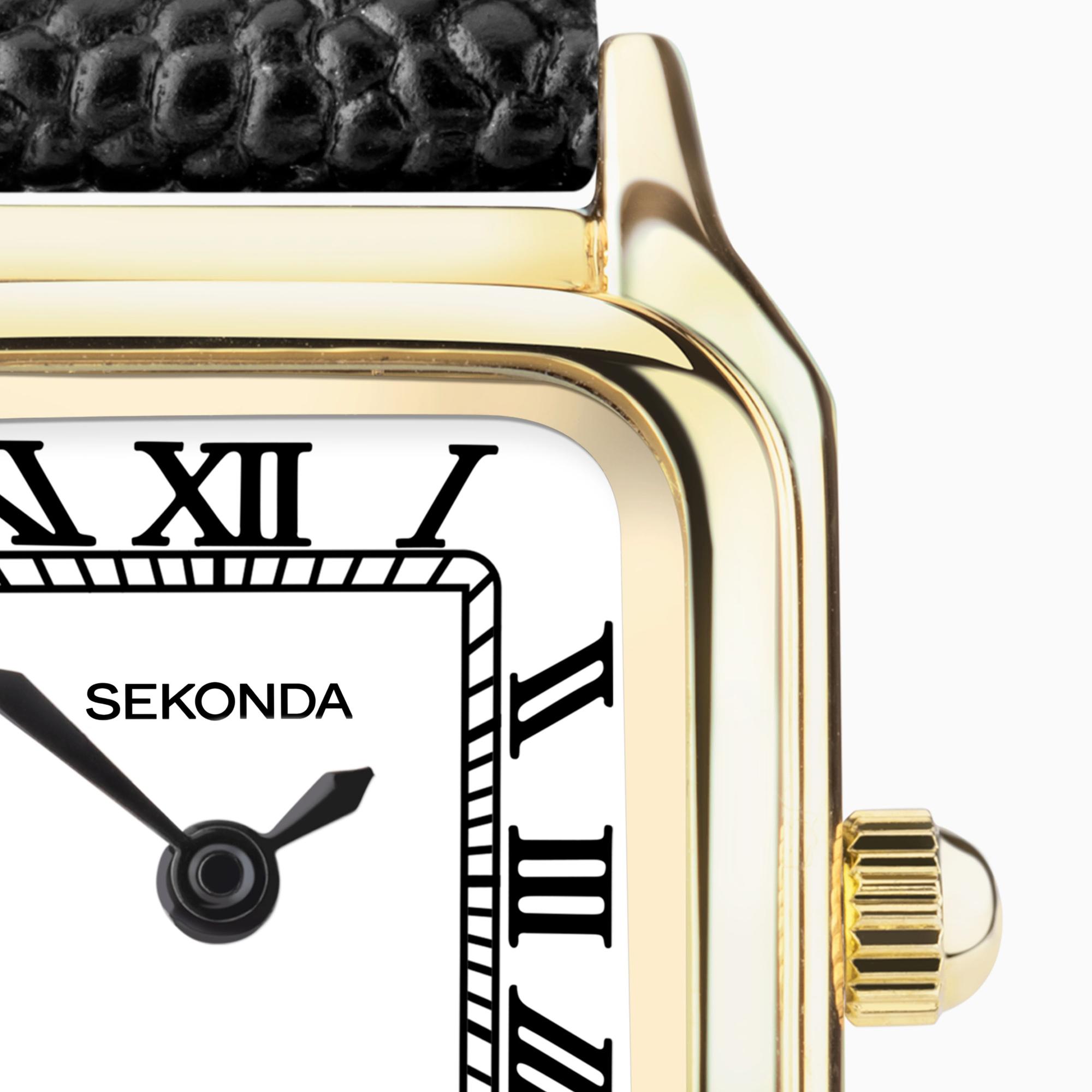 Sekonda 40557 zegarek złoty klasyczny Dress pasek