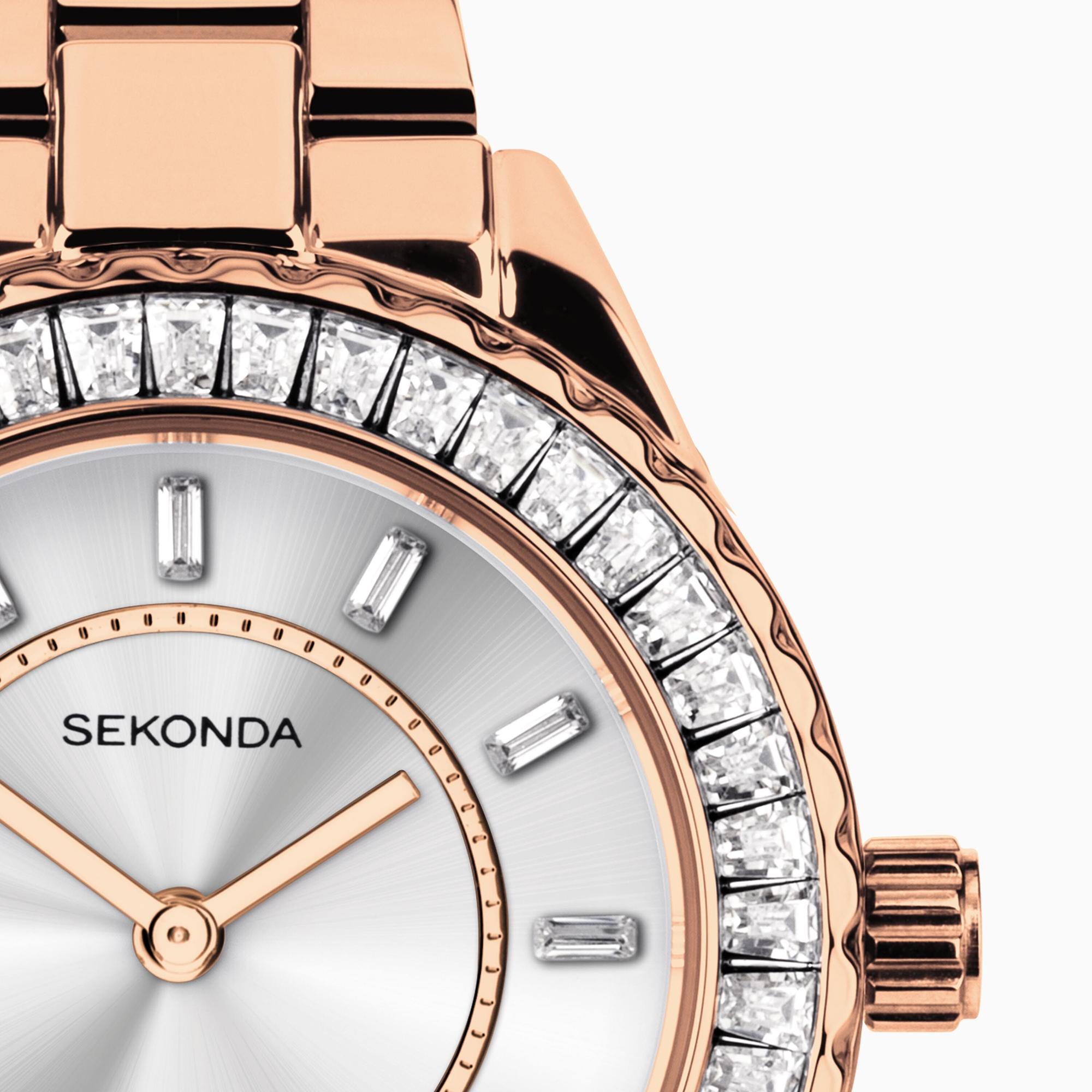Sekonda 40671 zegarek różowe złoto klasyczny Classic bransoleta