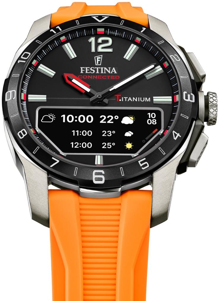 smartwatch Festina F23000-D Connected Titanium męski z krokomierz Connected