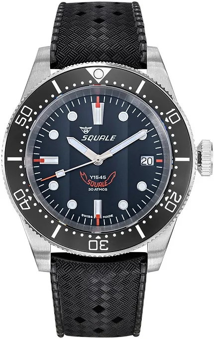 Squale 1545BKBKCHT 1545 Black Rubber