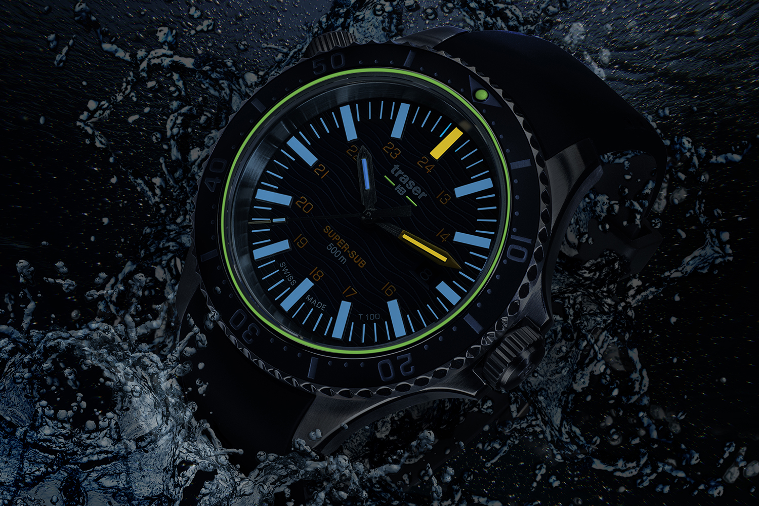 Traser TS-109371 P67 SuperSub T100 Blue P67 SuperSub sportowy zegarek srebrny
