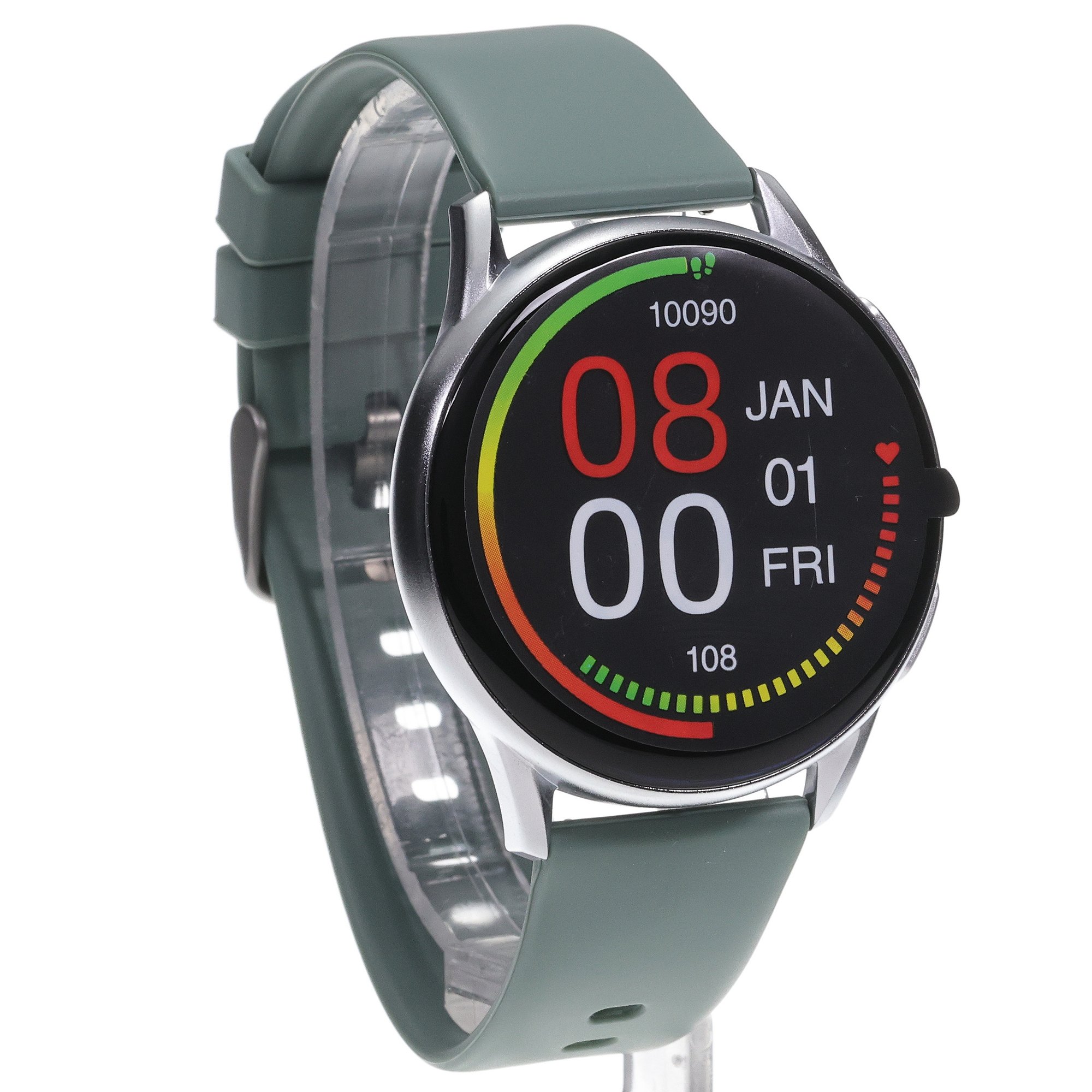 Strand S740USCBVE 45mm Zielony Smartwatch sportowy zegarek srebrny
