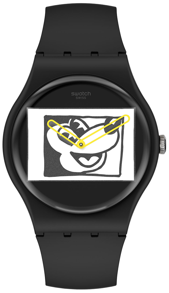  Mickey Mouse X Keith Haring MICKEY BLANC SUR NOIR Swatch SUOZ337 