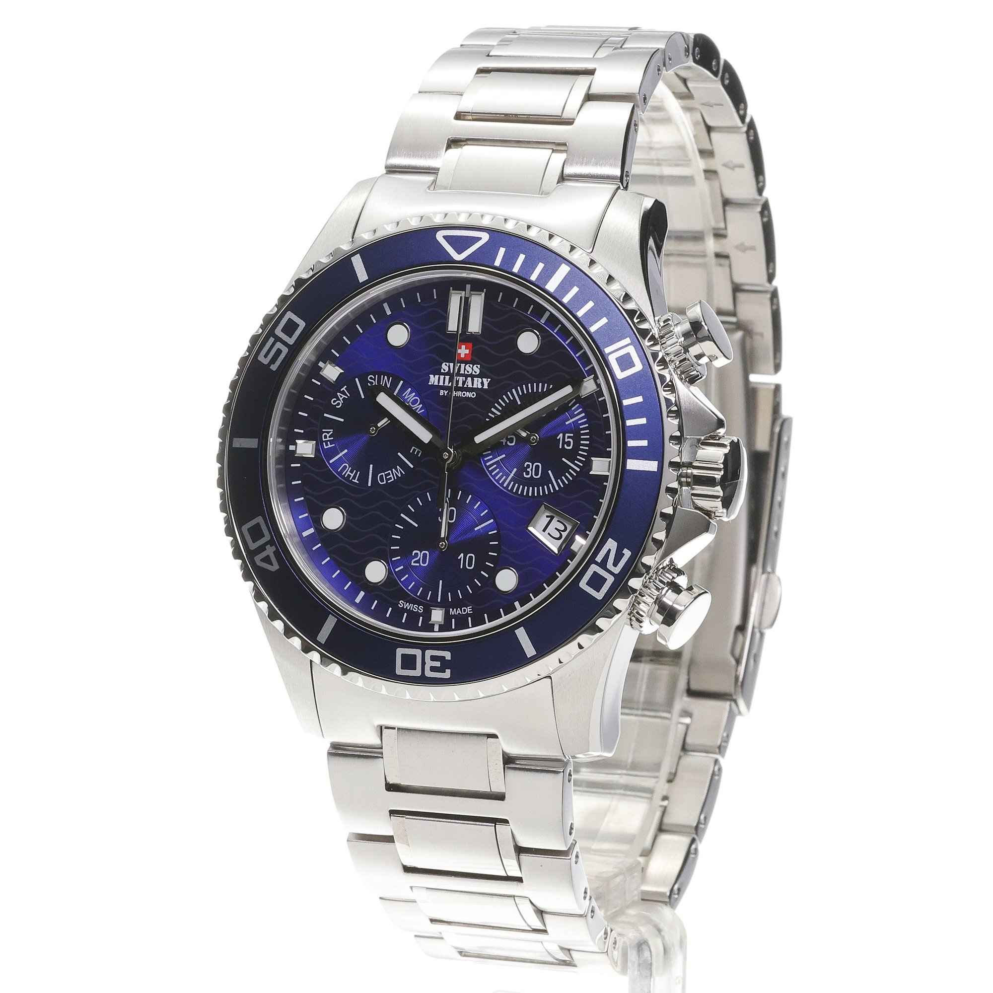 Swiss Military by Chrono SM3410102 zegarek srebrny sportowy Męskie bransoleta - miniatura 2