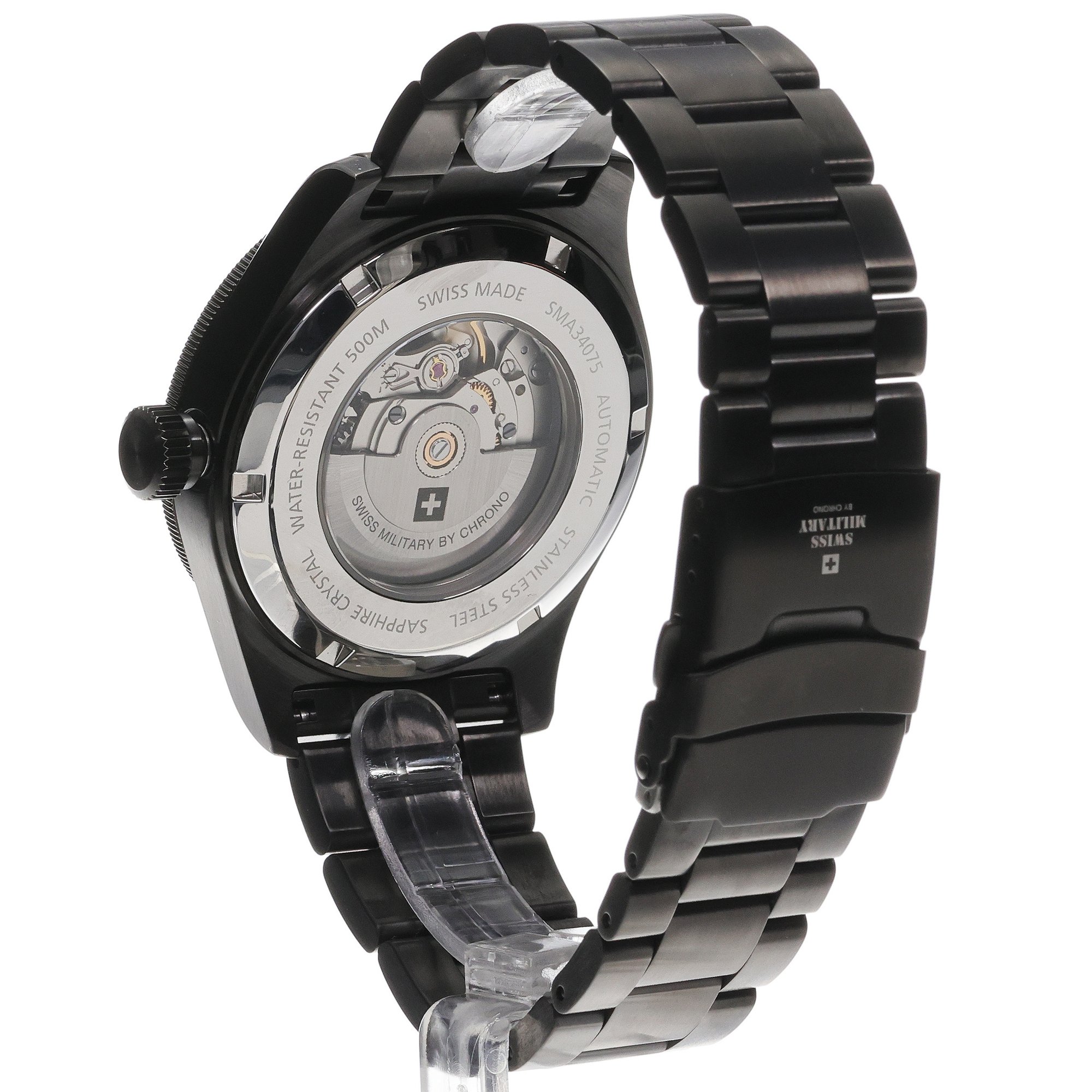 Swiss Military by Chrono SMA3407504 zegarek czarny elegancki Męskie bransoleta