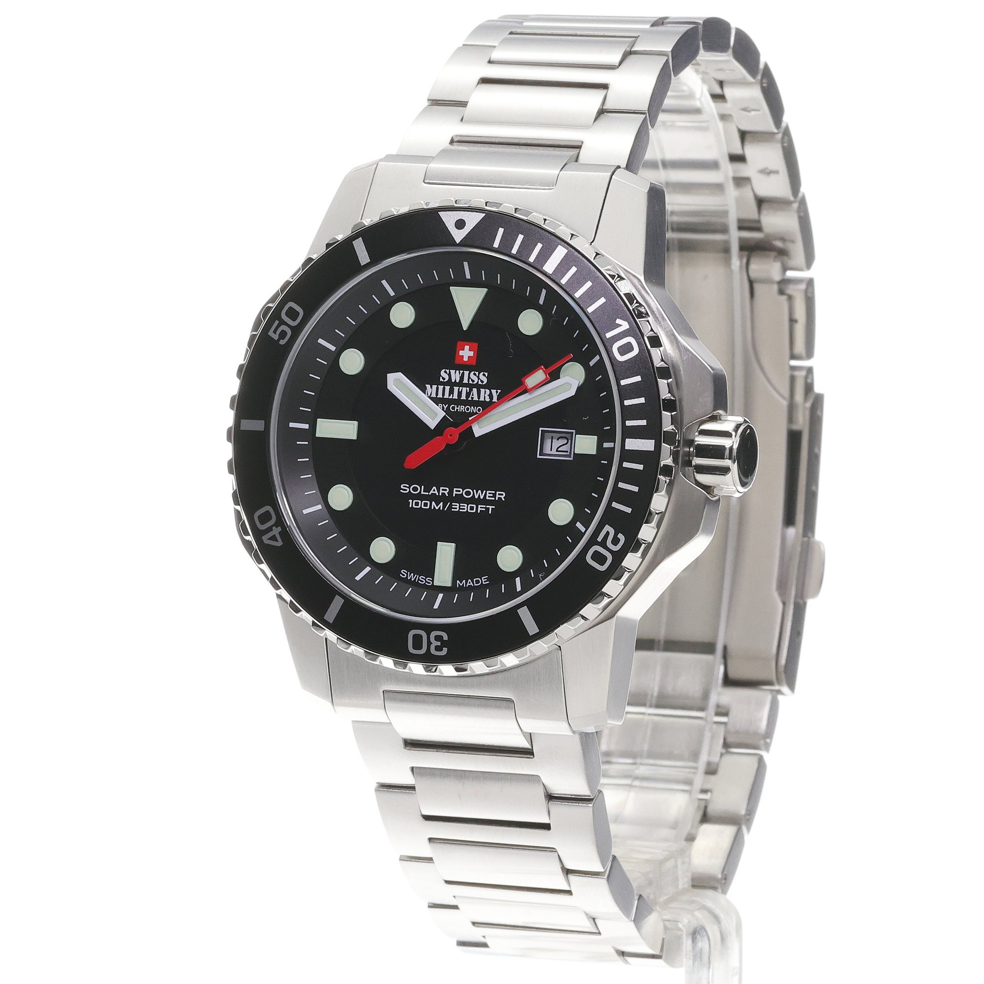 Swiss Military by Chrono SMS3410201 Swiss Military Solar Sports Męskie sportowy zegarek srebrny