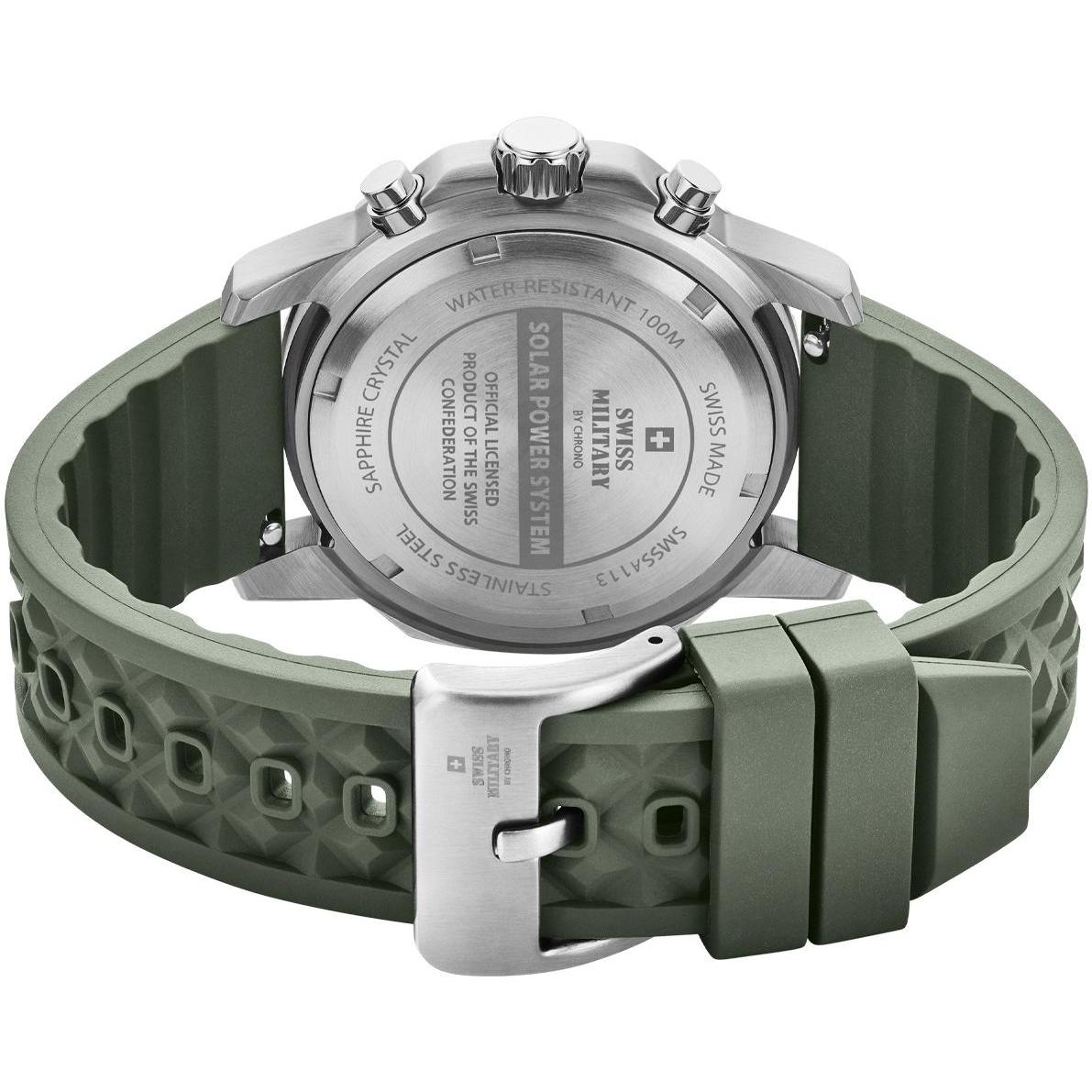Swiss Military by Chrono SMS3411304 Swiss Military Solar Chronograph Męskie sportowy zegarek srebrny