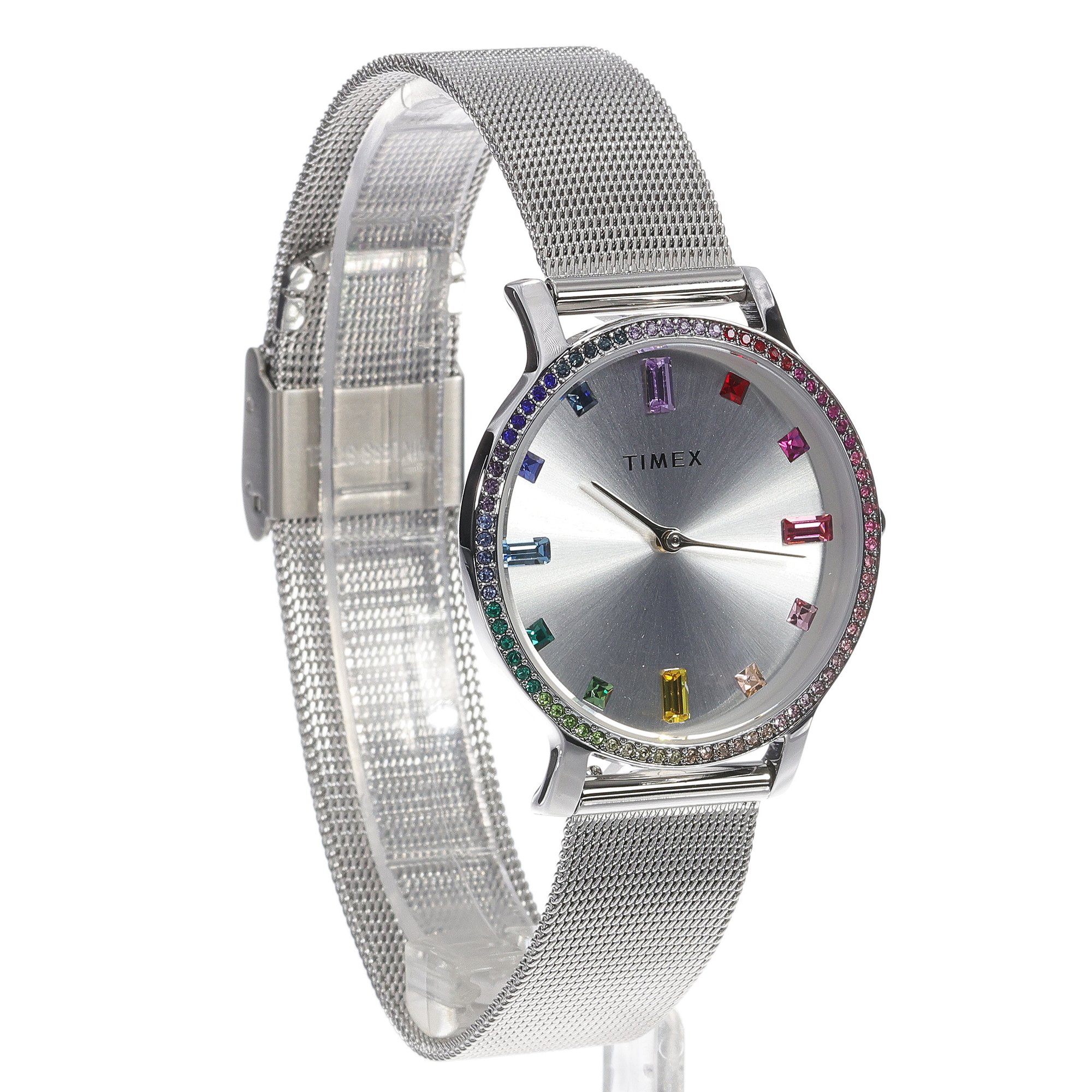 Timex TW2W19100 Transcend 34mm Mesh Transcend klasyczny zegarek srebrny - miniatura 9