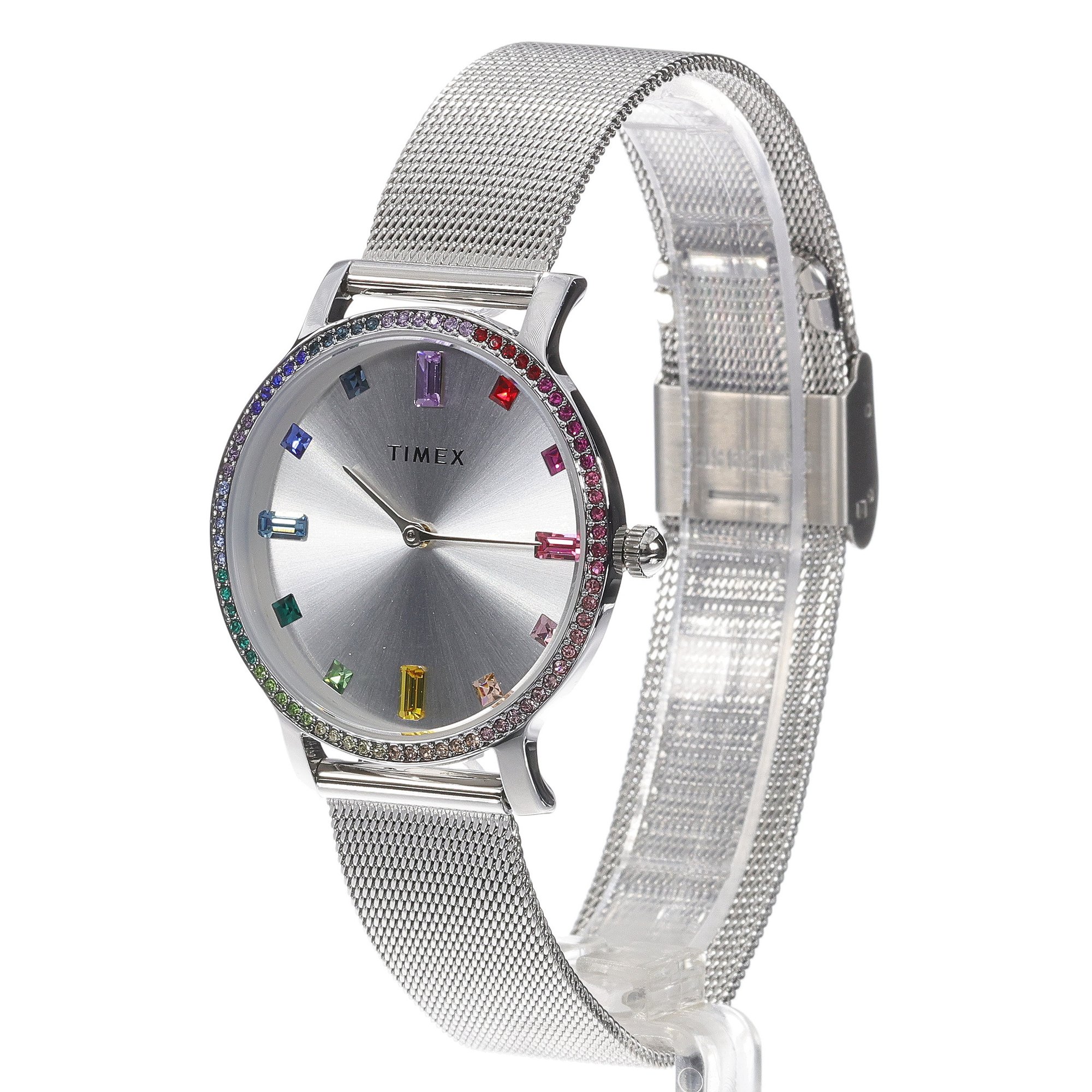 Timex TW2W19100 Transcend 34mm Mesh Transcend klasyczny zegarek srebrny - miniatura 11