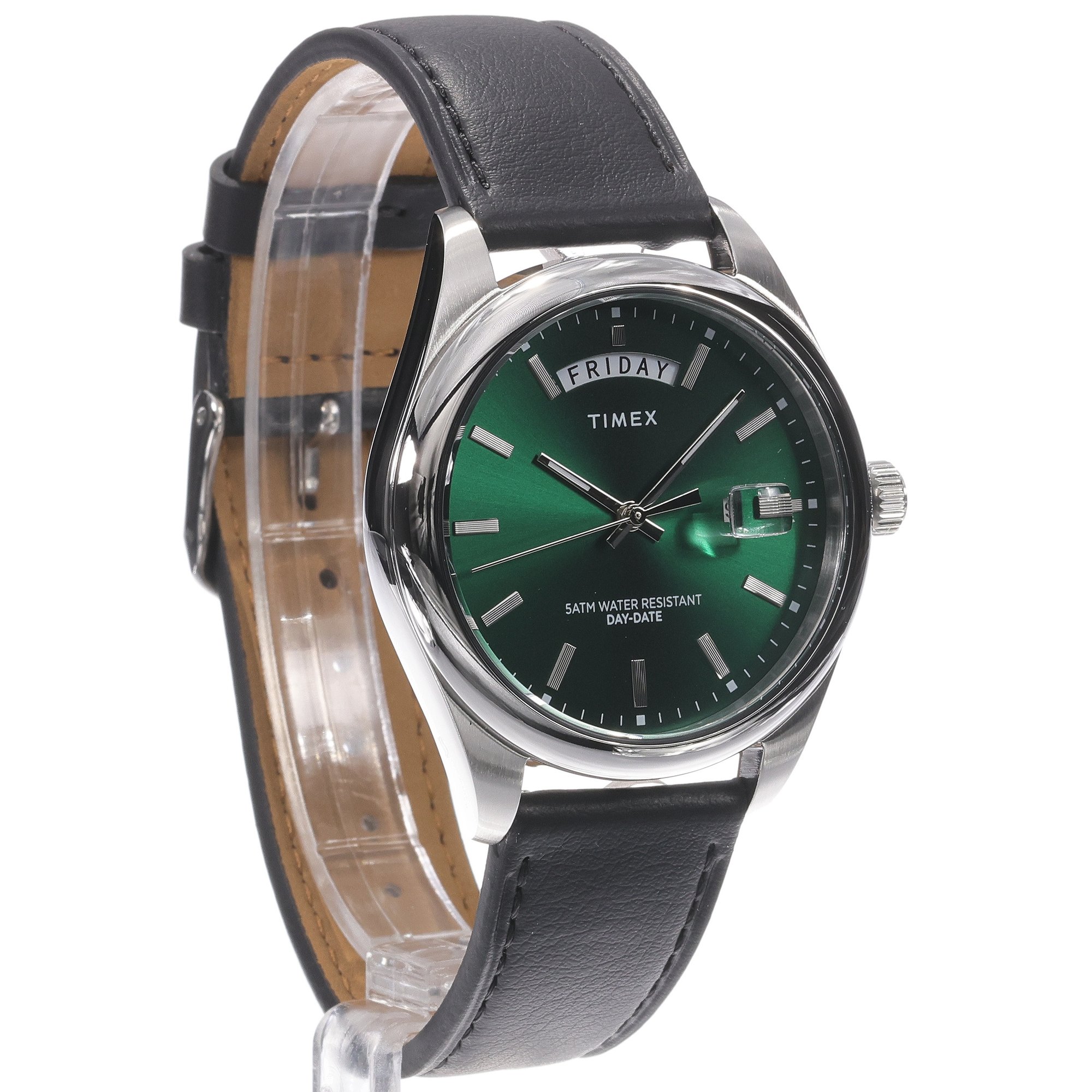 Timex TW2W57300 Legacy Eco Leather Strap Green 41mm Legacy klasyczny zegarek srebrny