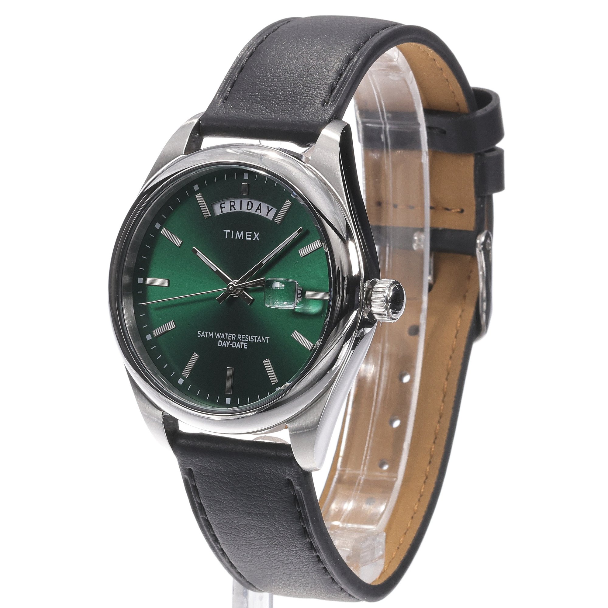 Timex TW2W57300 Legacy Eco Leather Strap Green 41mm Legacy klasyczny zegarek srebrny