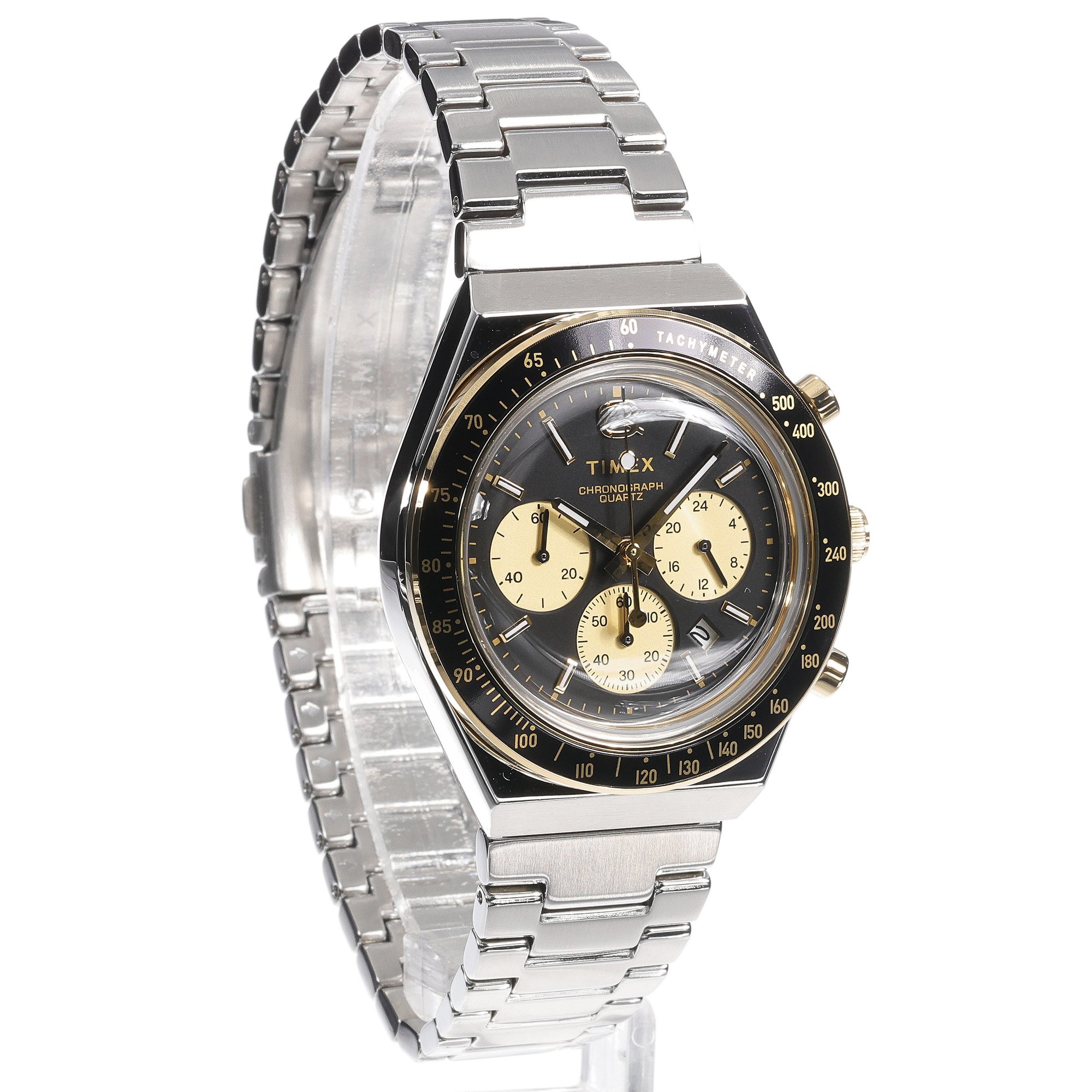 Timex TW2W64200 Q Timex Chronograph 40mm Stainless Steel Bracelet Q Timex Reissue sportowy zegarek srebrny - miniatura 9