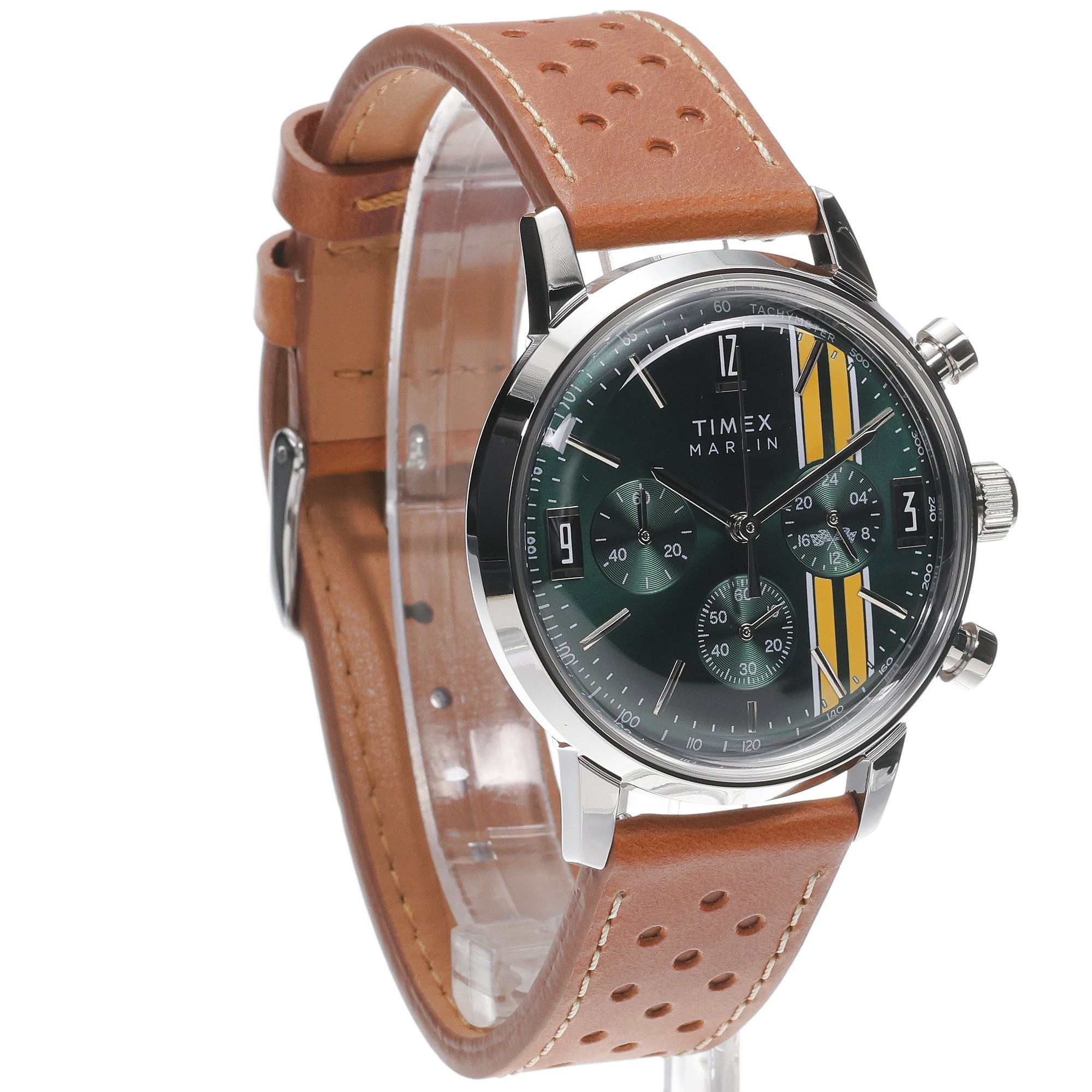 Timex TW2W99100 Marlin Chronograph 40mm Leather Strap Marlin klasyczny zegarek srebrny