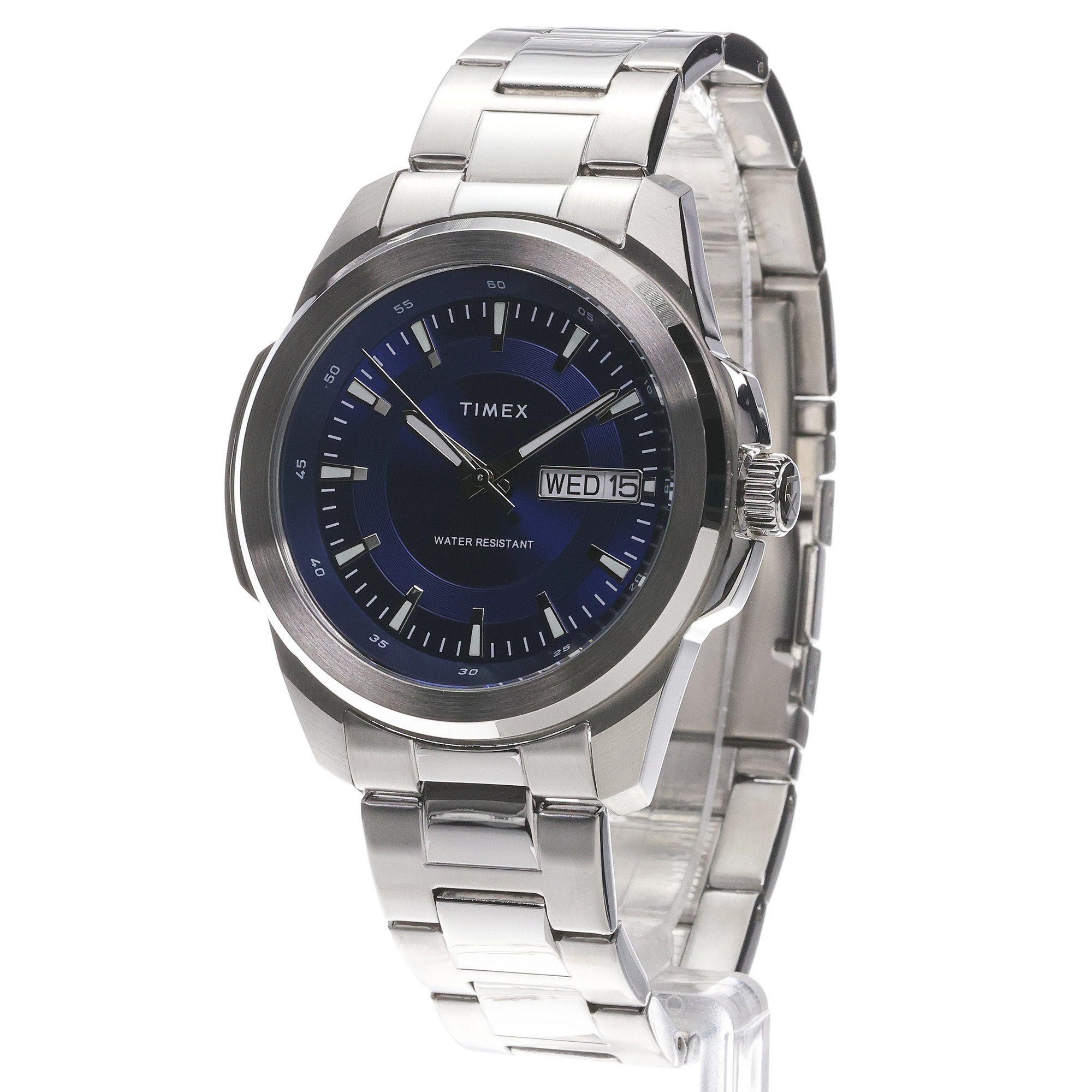 Timex TW2Y21100 Essex Avenue Essex Day and Date 45mm Stainless Steel Bracelet Watch zegarek męski klasyczny mineralne