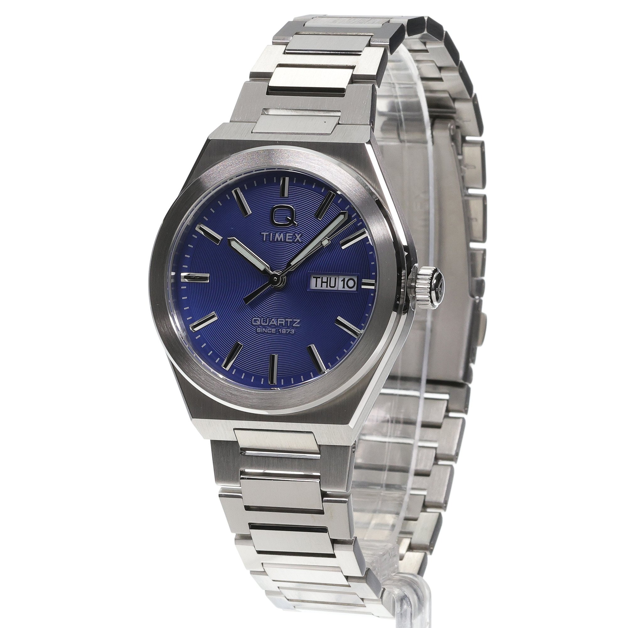 Timex TW2Y25100 Q Timex Continental Day and Date 39mm Stainless Steel Bracelet Watch Timex klasyczny zegarek srebrny
