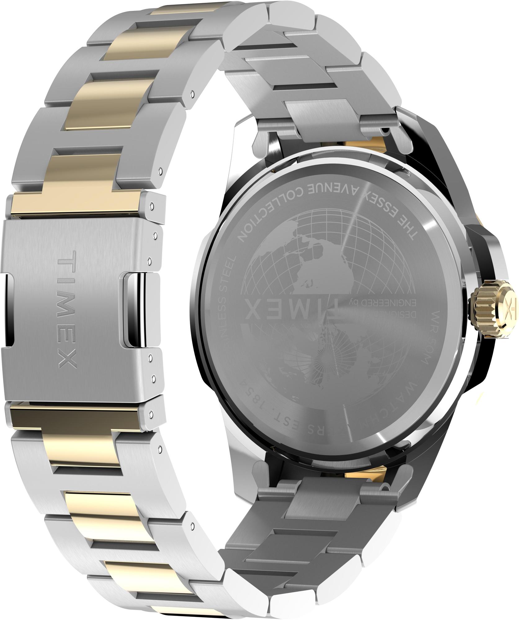 Timex TW2Y35300 Essex Day and Date 45mm Stainless Steel Bracelet Watch zegarek