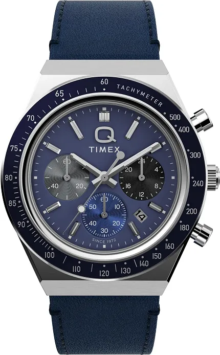 Timex TW2Y36100 Q Timex Chronograph 40mm Leather Strap Watch