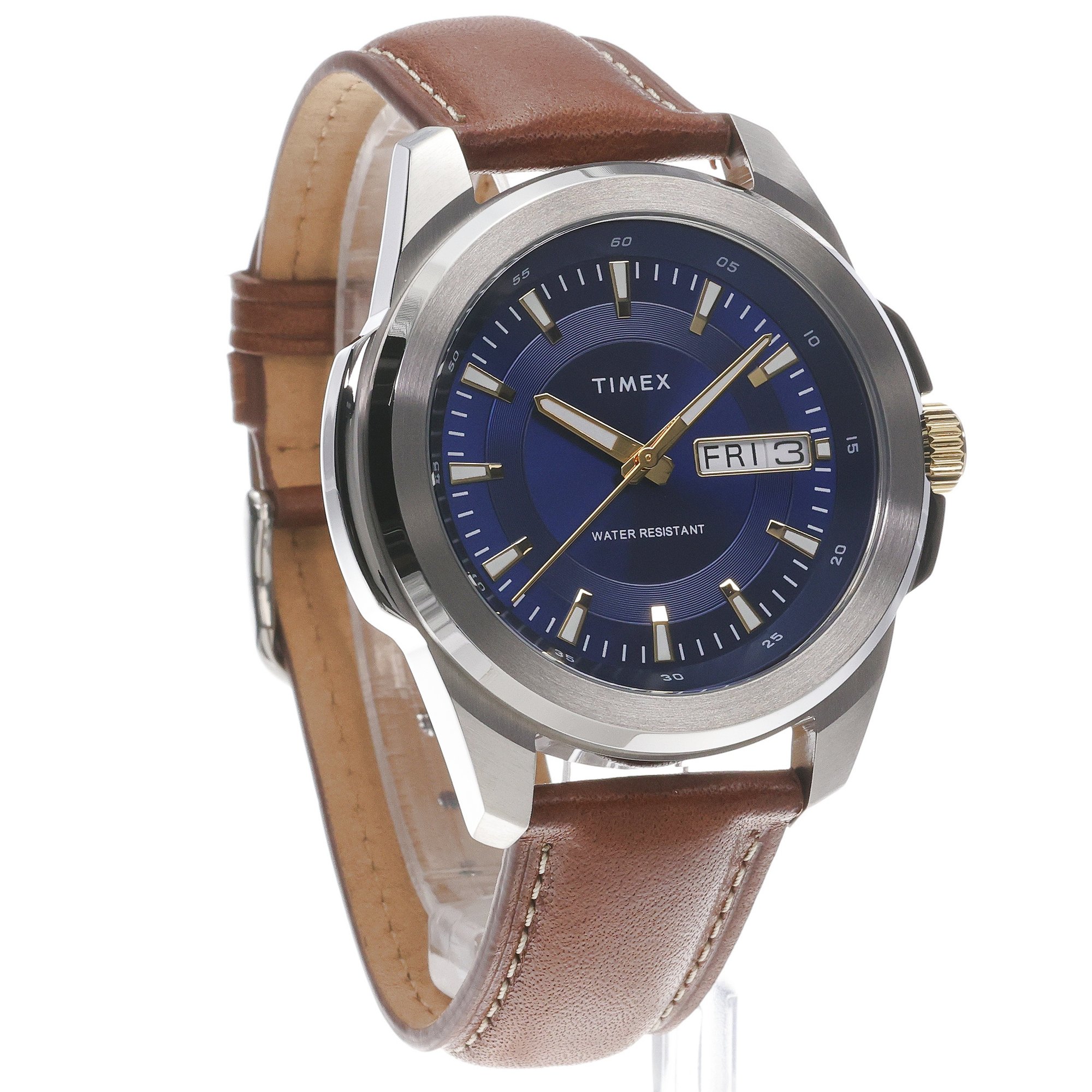 Timex TW2Y38100 zegarek srebrny klasyczny Essex Avenue pasek