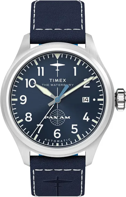 Timex TW2Y38800 Timex x Pan Am Waterbury Ace 41mm Leather Strap Watch - zdjęcie 1