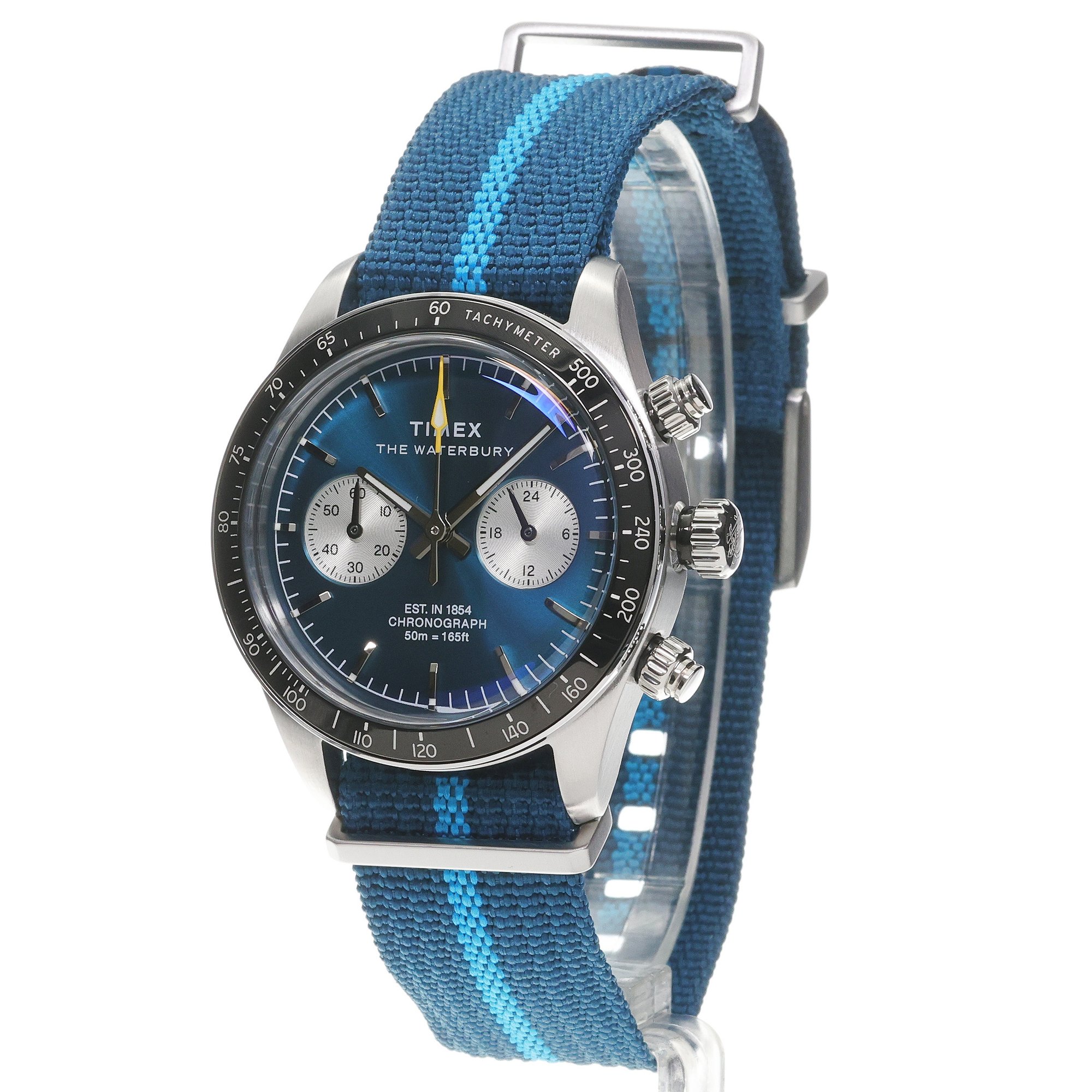 Timex TW2Y39000 Waterbury Heritage Chronograph 39mm Fabric Strap Watch Waterbury klasyczny zegarek srebrny - miniatura 2