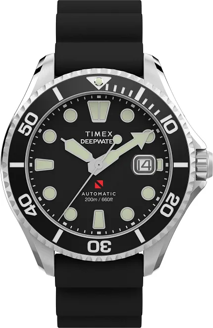 Timex TW2Y40000 Deepwater Meridian 200 Automatic 44mm Synthetic Rubber Strap Watch - zdjęcie 1