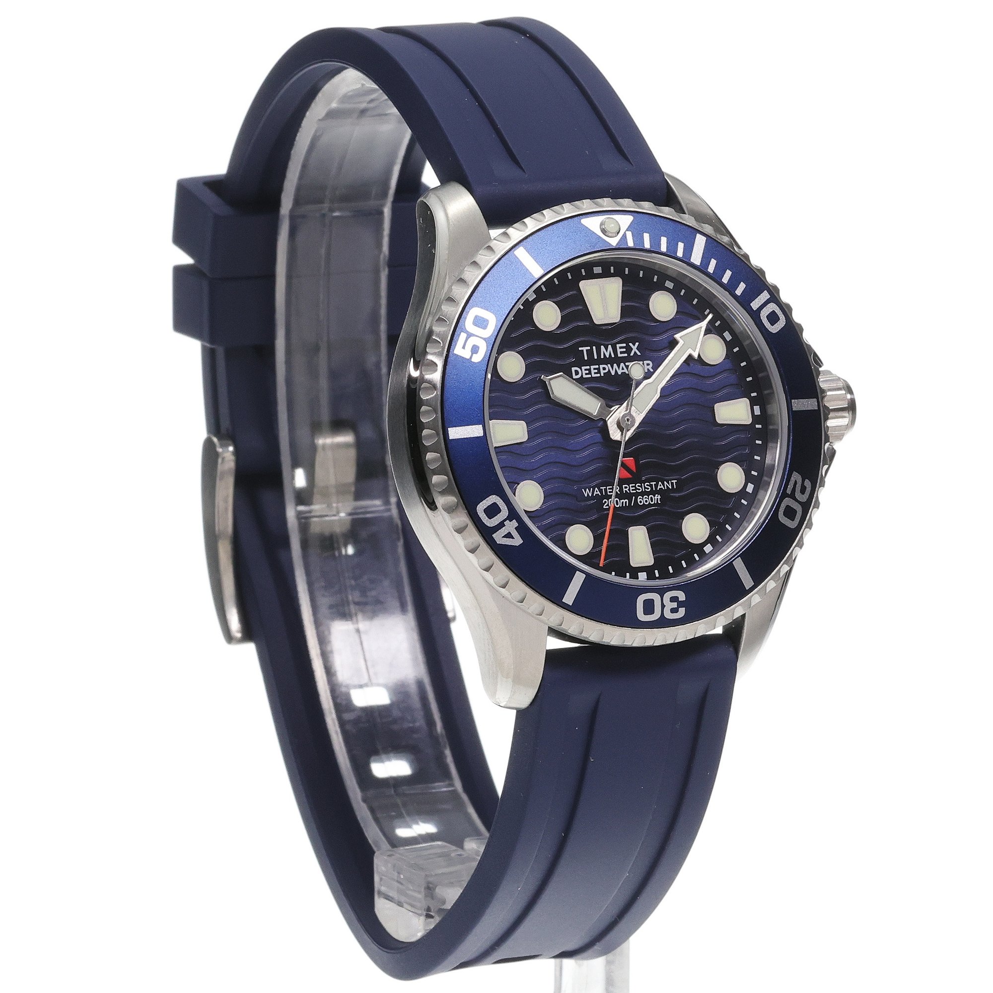 Timex TW2Y40300 Timex Deepwater Meridian 200 38mm Synthetic Rubber Strap Watch zegarek męski typudiver szafirowe