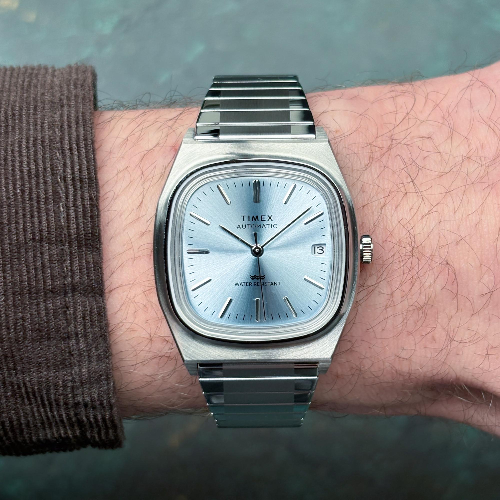 Timex TW2Y66700 E Line Automatic E Line klasyczny zegarek srebrny - miniatura 12