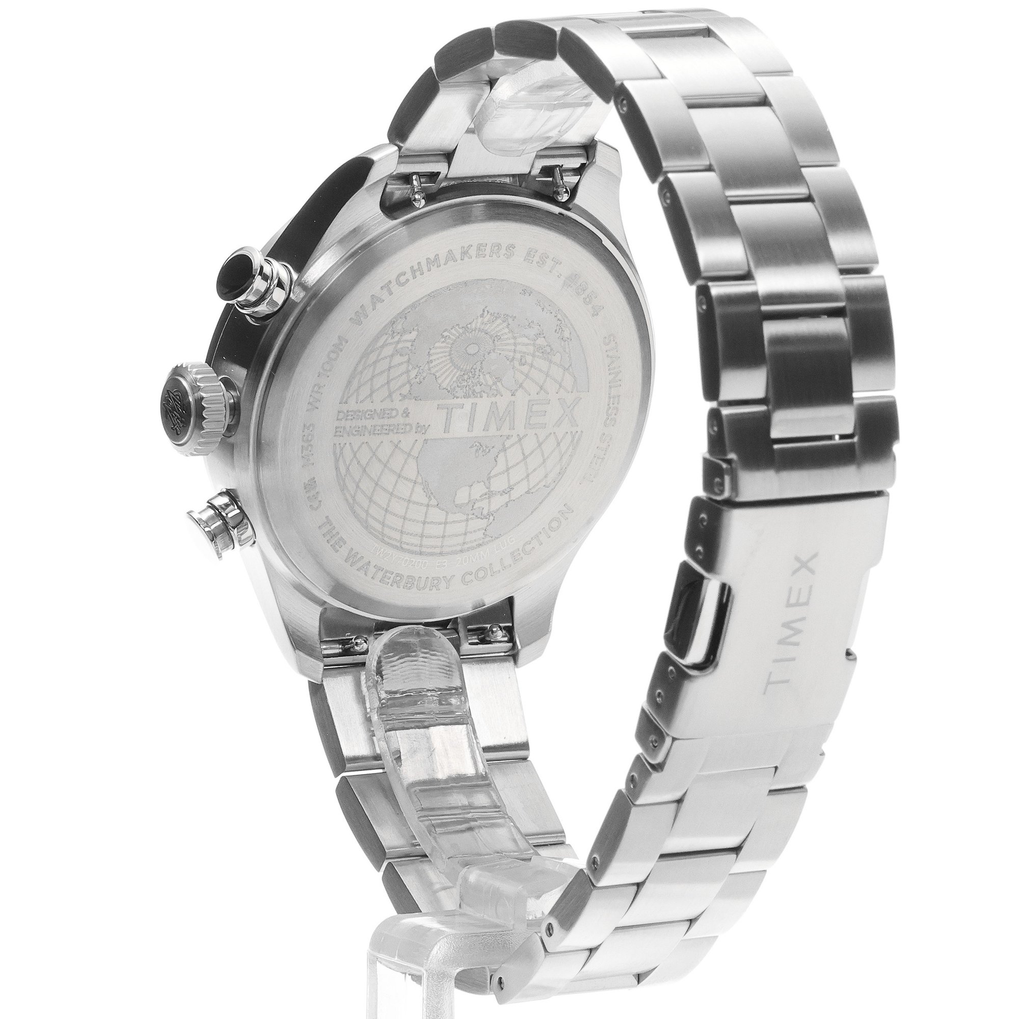 Timex TW2Y70200 Waterbury Traditional Ace Fly-Back Chronograph Waterbury sportowy zegarek srebrny