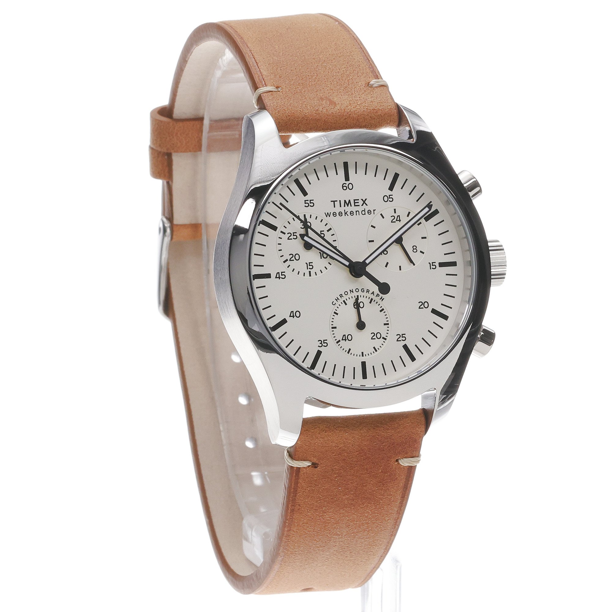 Timex TW2Y85000 Weekender New England Chronograph 40mmd Weekender klasyczny zegarek srebrny - miniatura 3